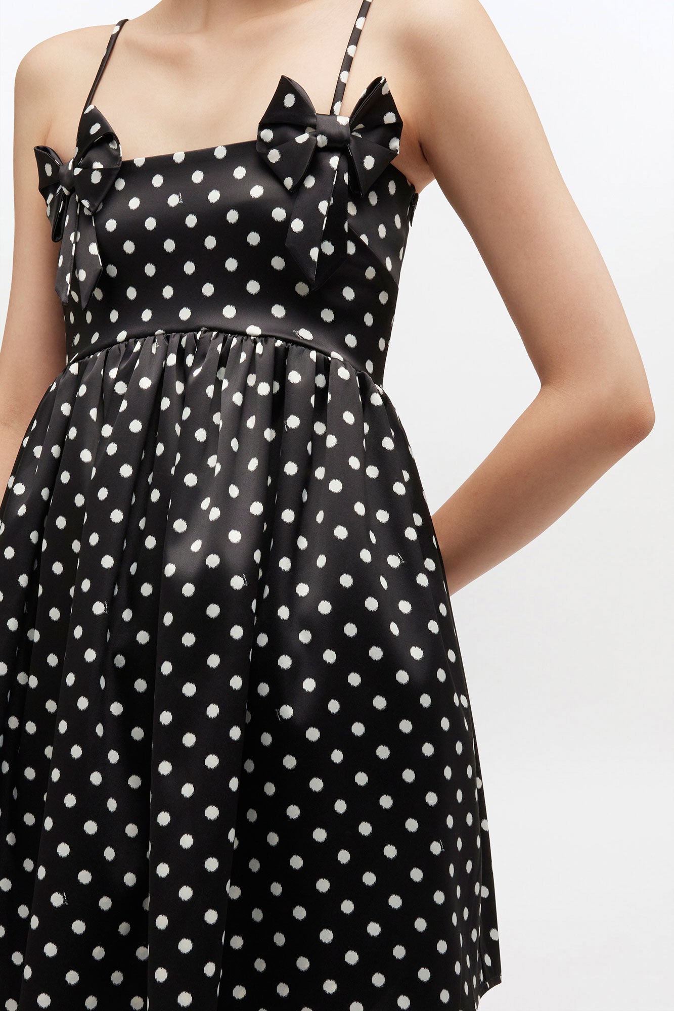 Ganni Polka-Dot Satin Mini Dress
