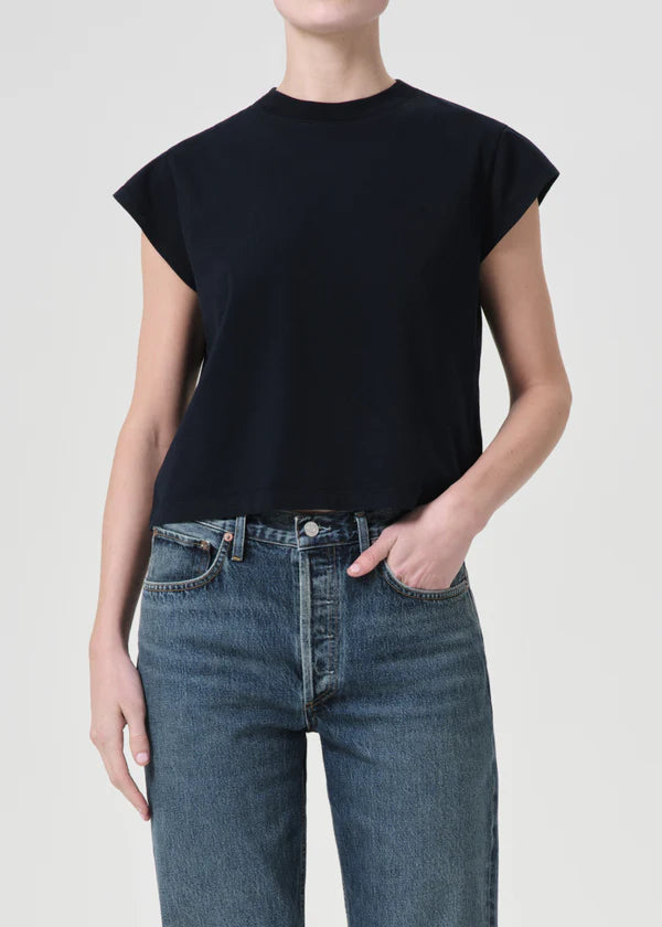 Agolde Bryce Cap Sleeve Tee - Storm
