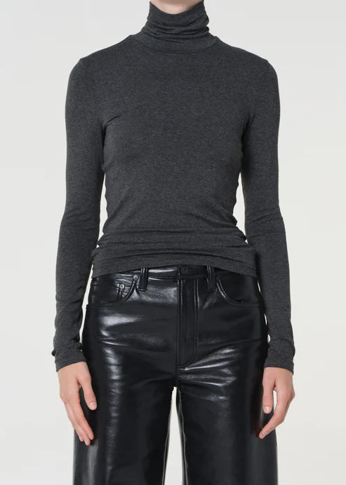 Agolde Pascale Turtleneck - Charcoal Heather