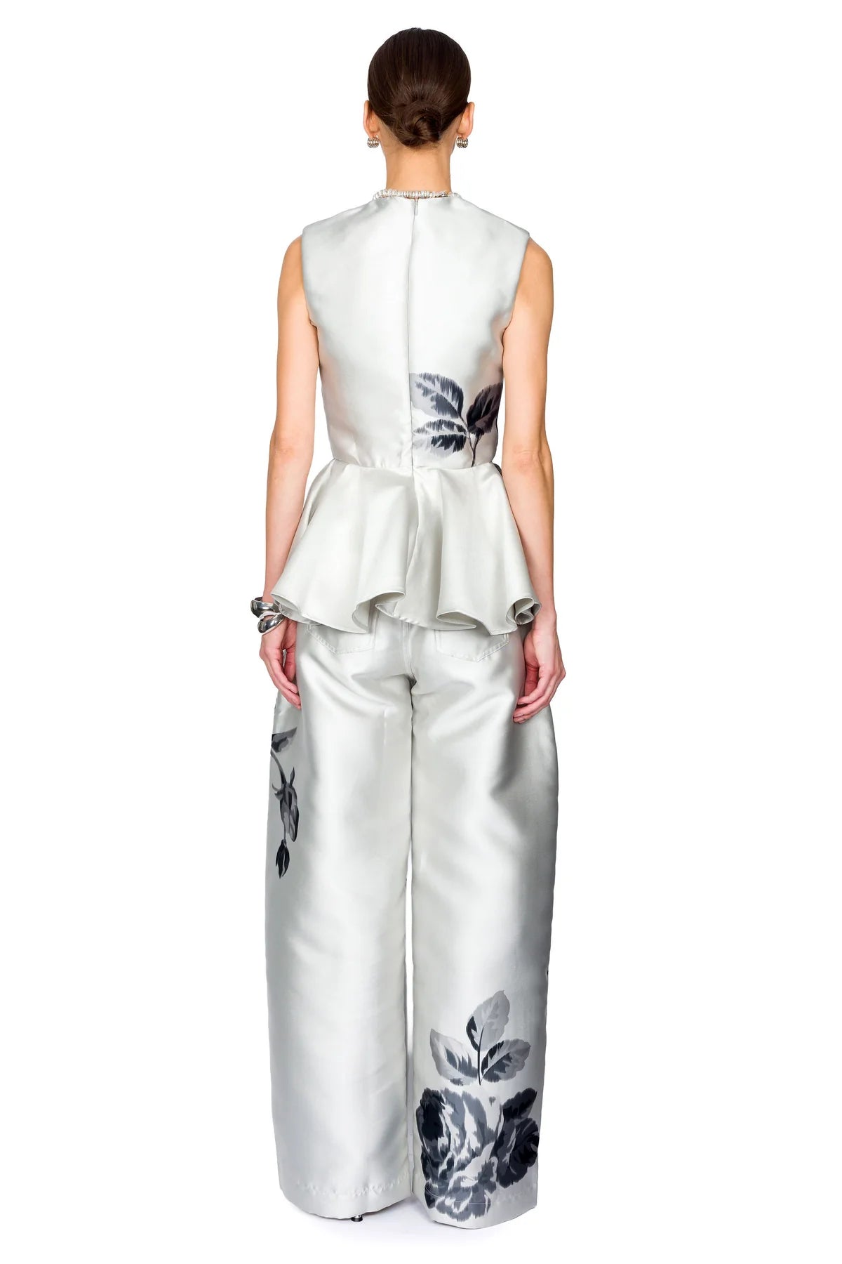 Marques' Almeida Flower Printed Round Neck Waisted Top