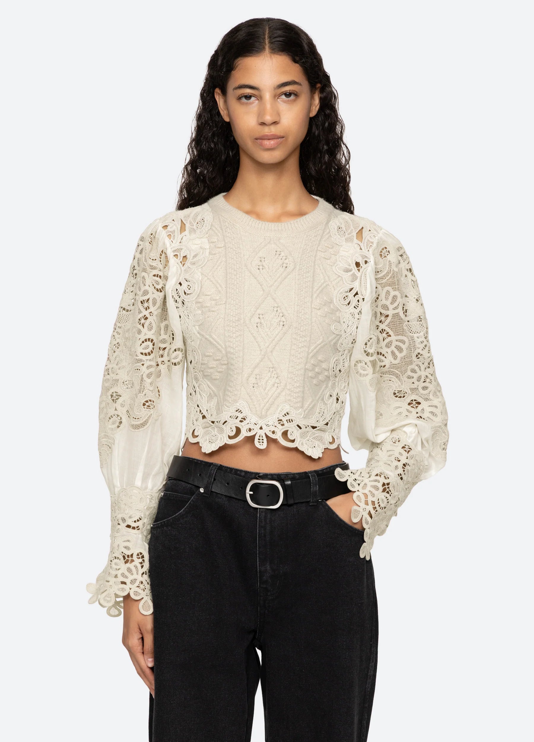 SEA New York Vania Lace Combo Sweater