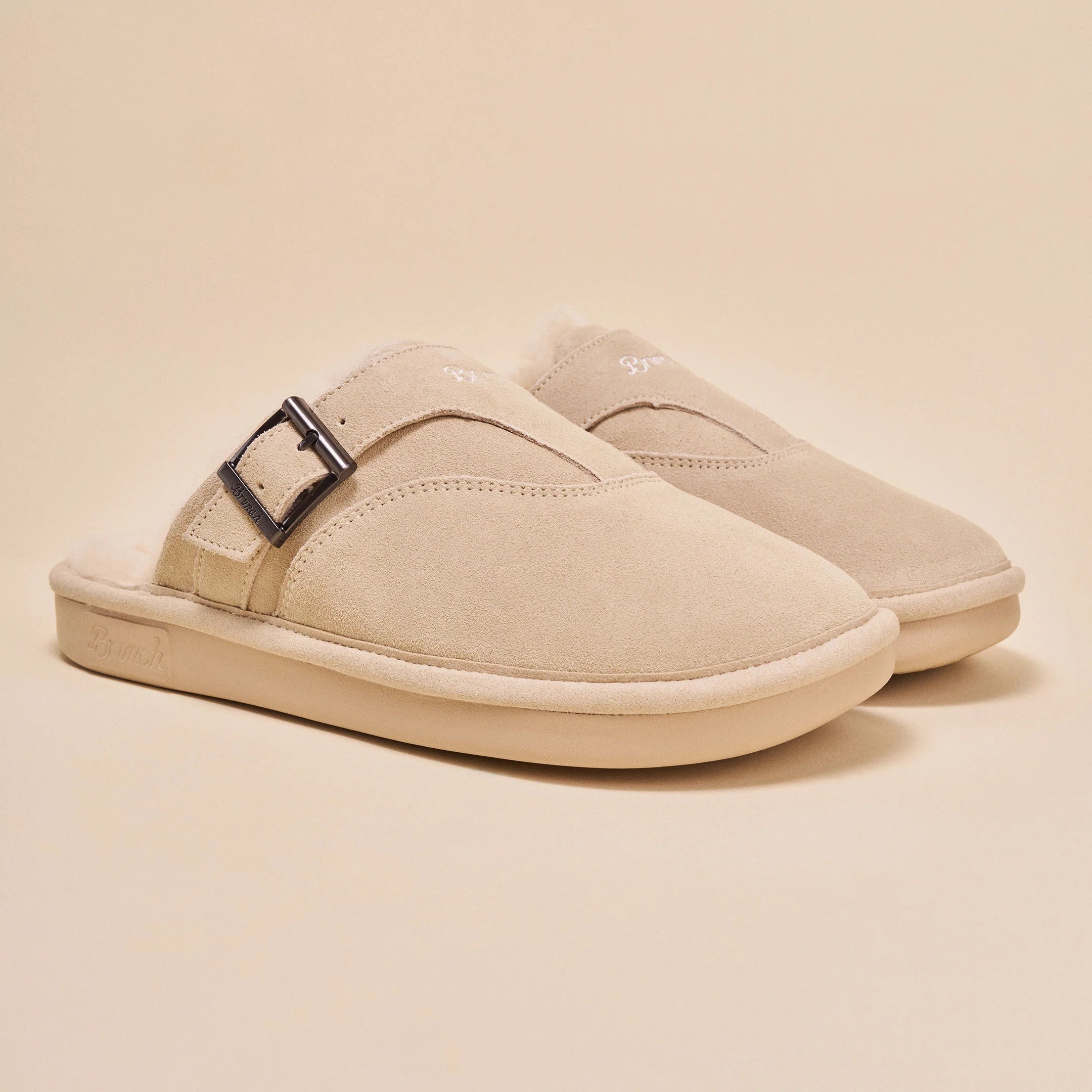 Brunch Slippers - Armour Suede Shearling - Beige