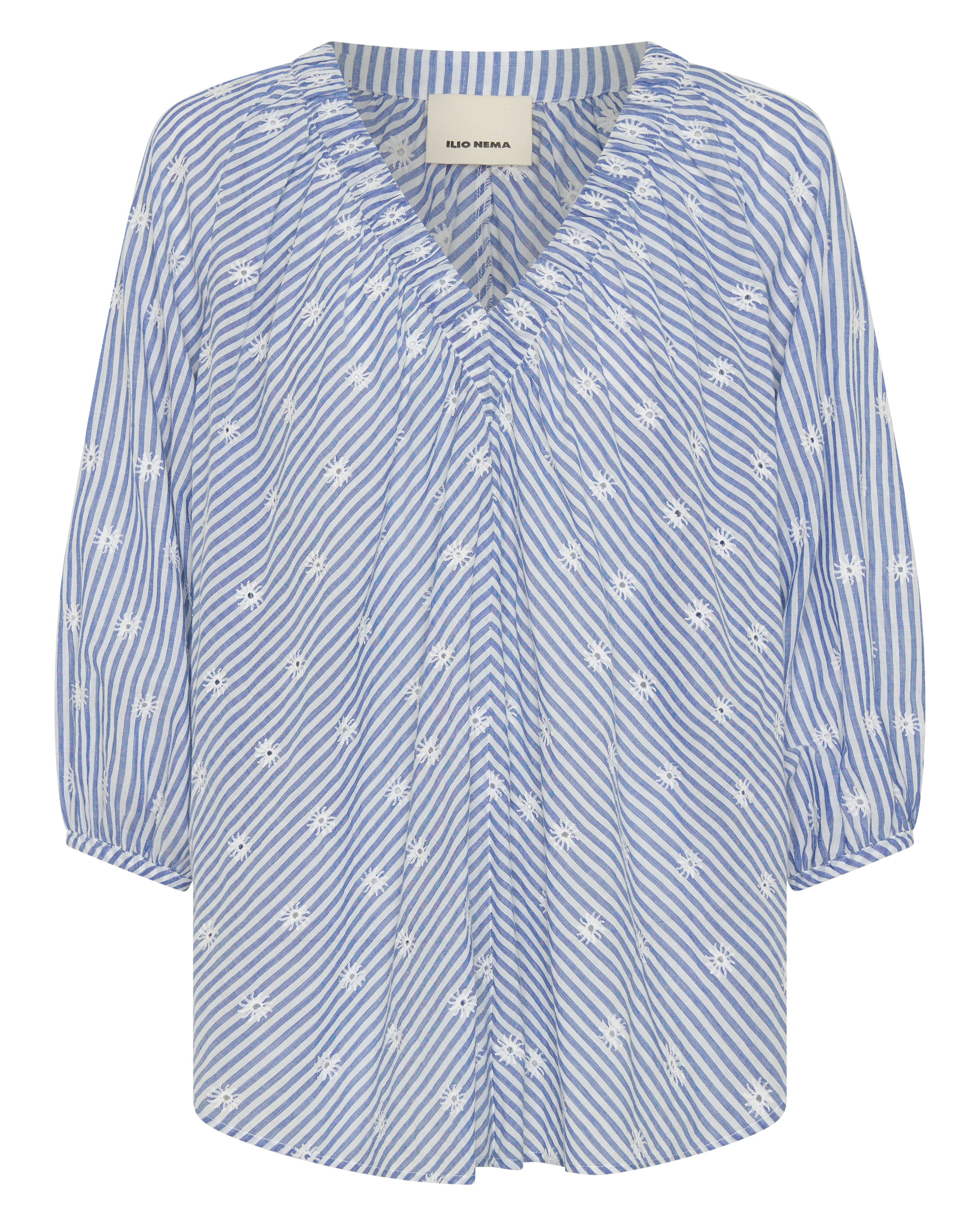 ATLI TOP - EYELET STRIPE VOILE