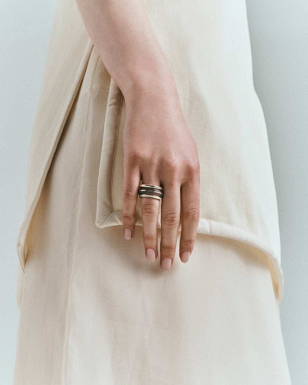 Essential Stacking Ring - Grey Agate | 14K Gold