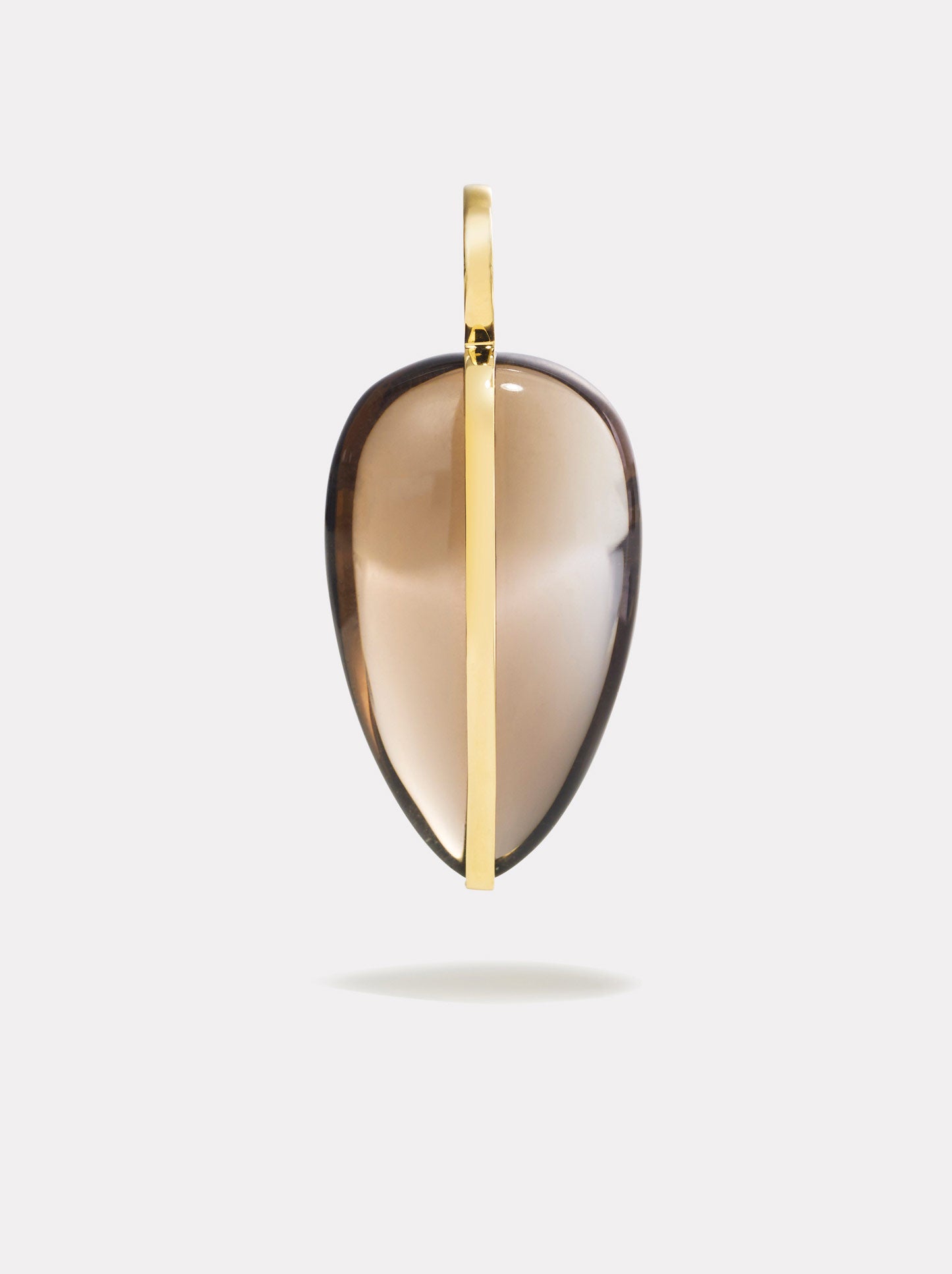 LARGE PEBBLE PENDANT - SMOKEY QUARTZ, 14K GOLD