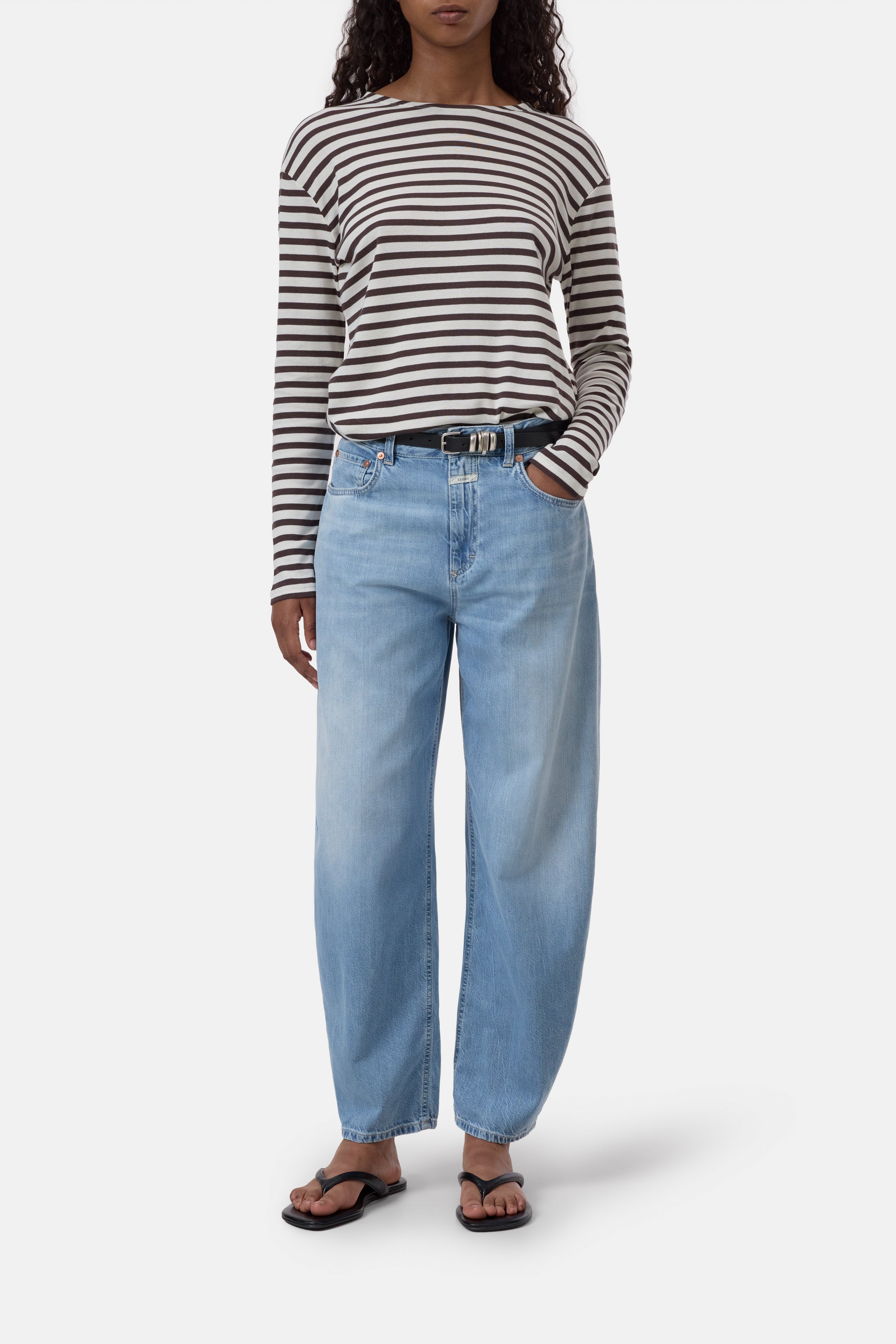 CLOSED Striped Cotton Longsleeve - Mahogany Brown