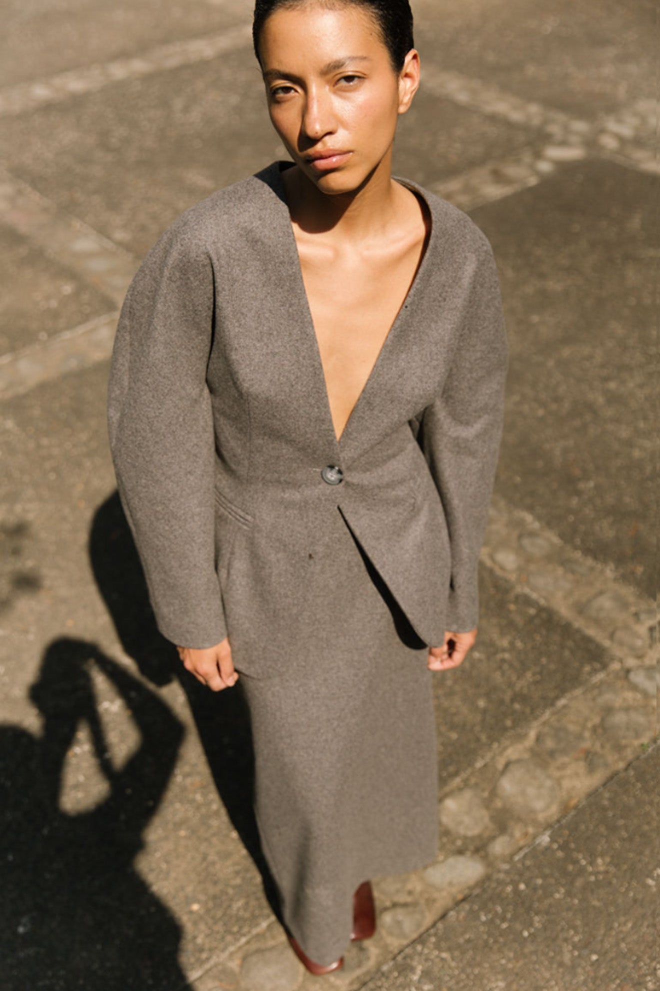 By Sloan Wool Circular Sleeve Blazer