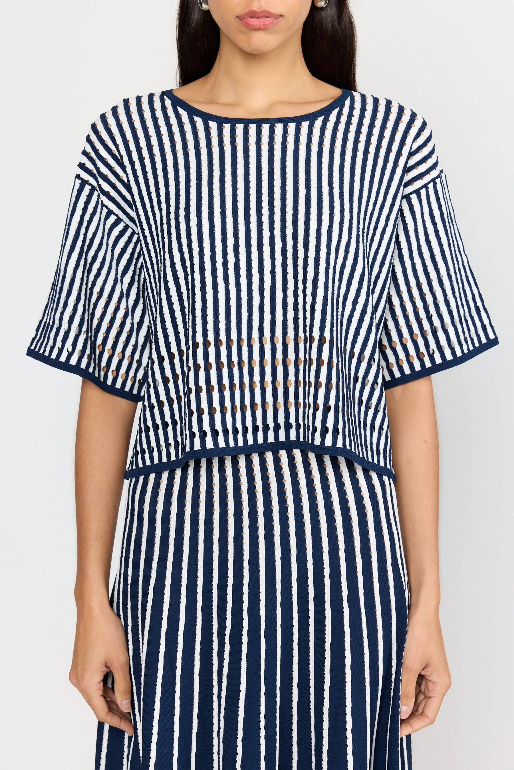 Nellie Top - Pinstripe Navy