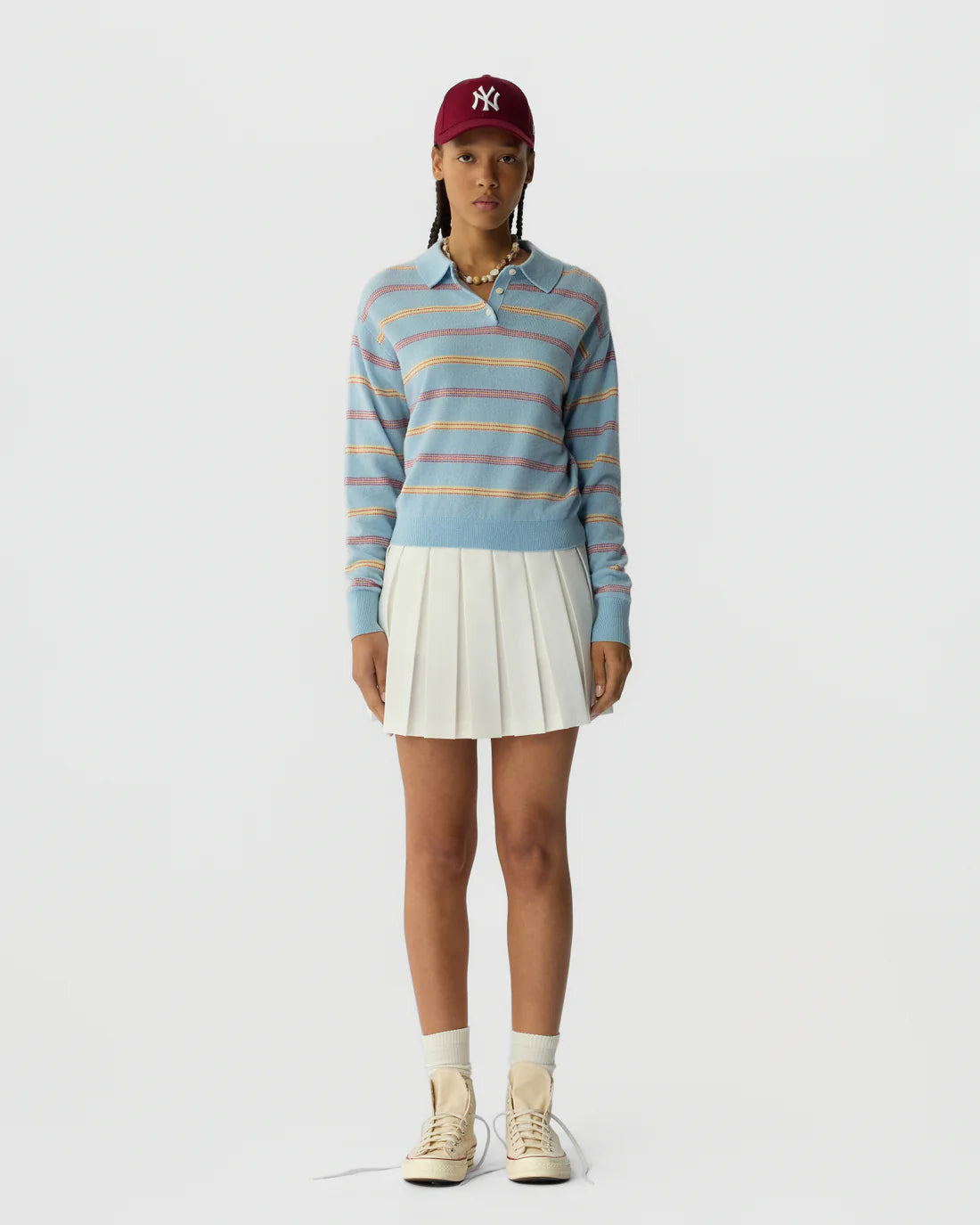 Guest In Residence Collegiate Stripe Polo - Clear Sky