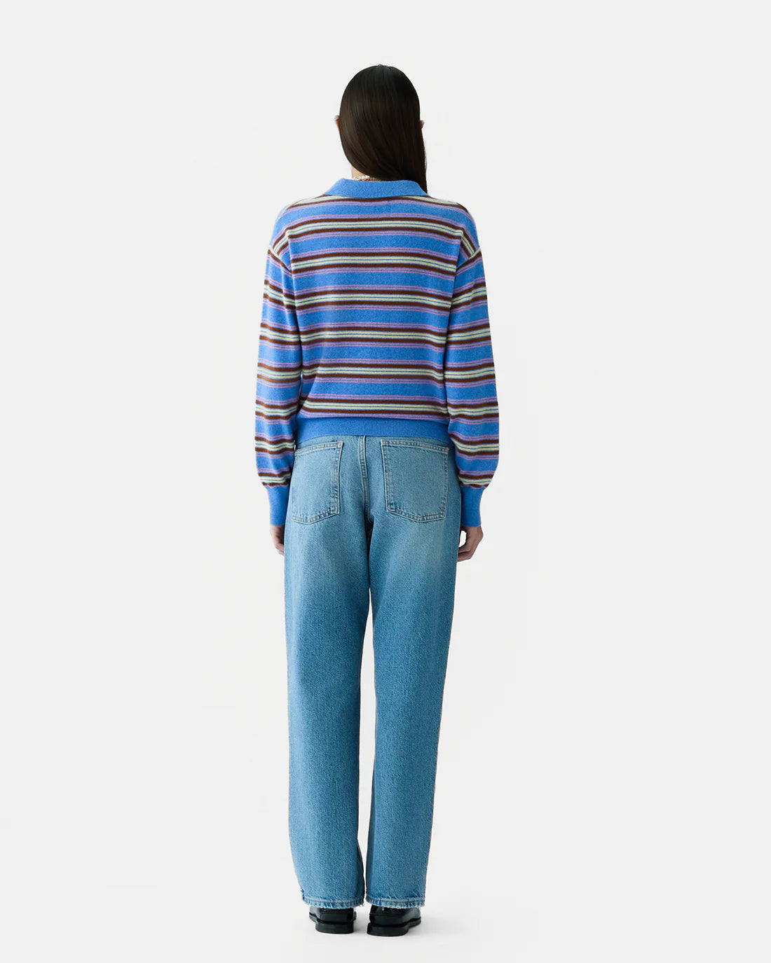 Guest In Residence Collegiate Stripe Polo - Delft Blue Combo
