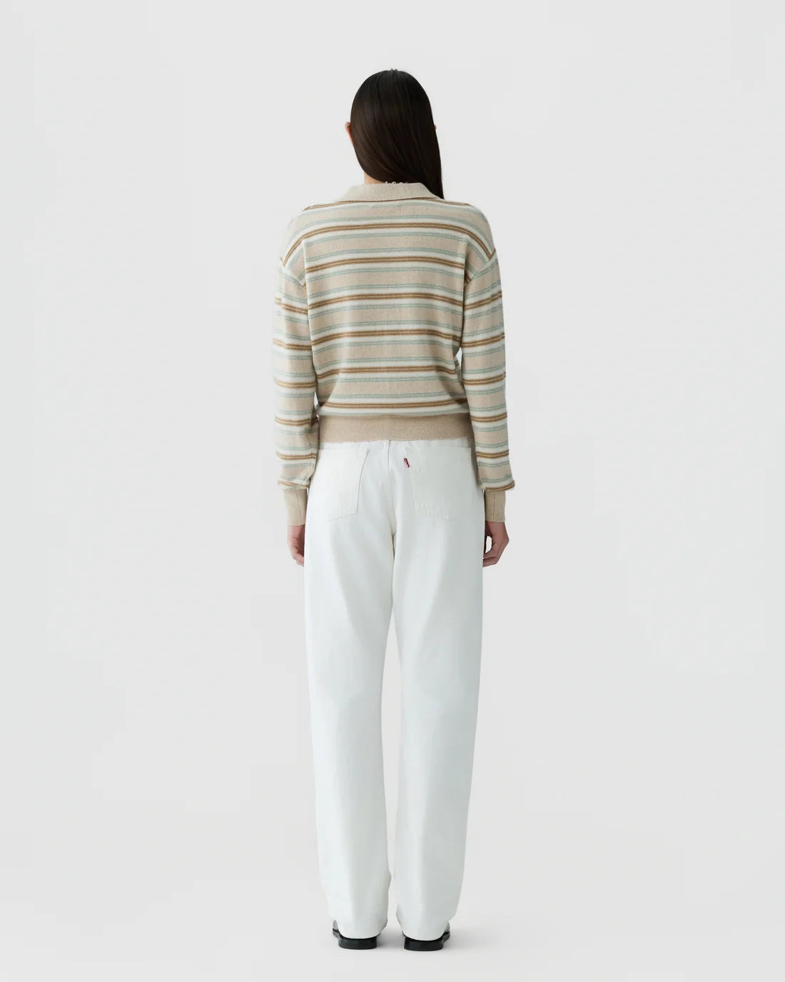 Guest In Residence Collegiate Stripe Polo - Sandstone Combo
