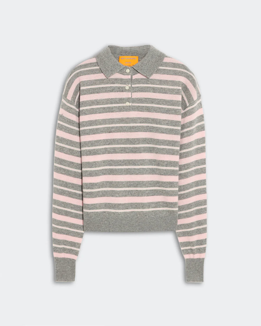 Guest In Residence Collegiate Stripe Polo - Heather Grey