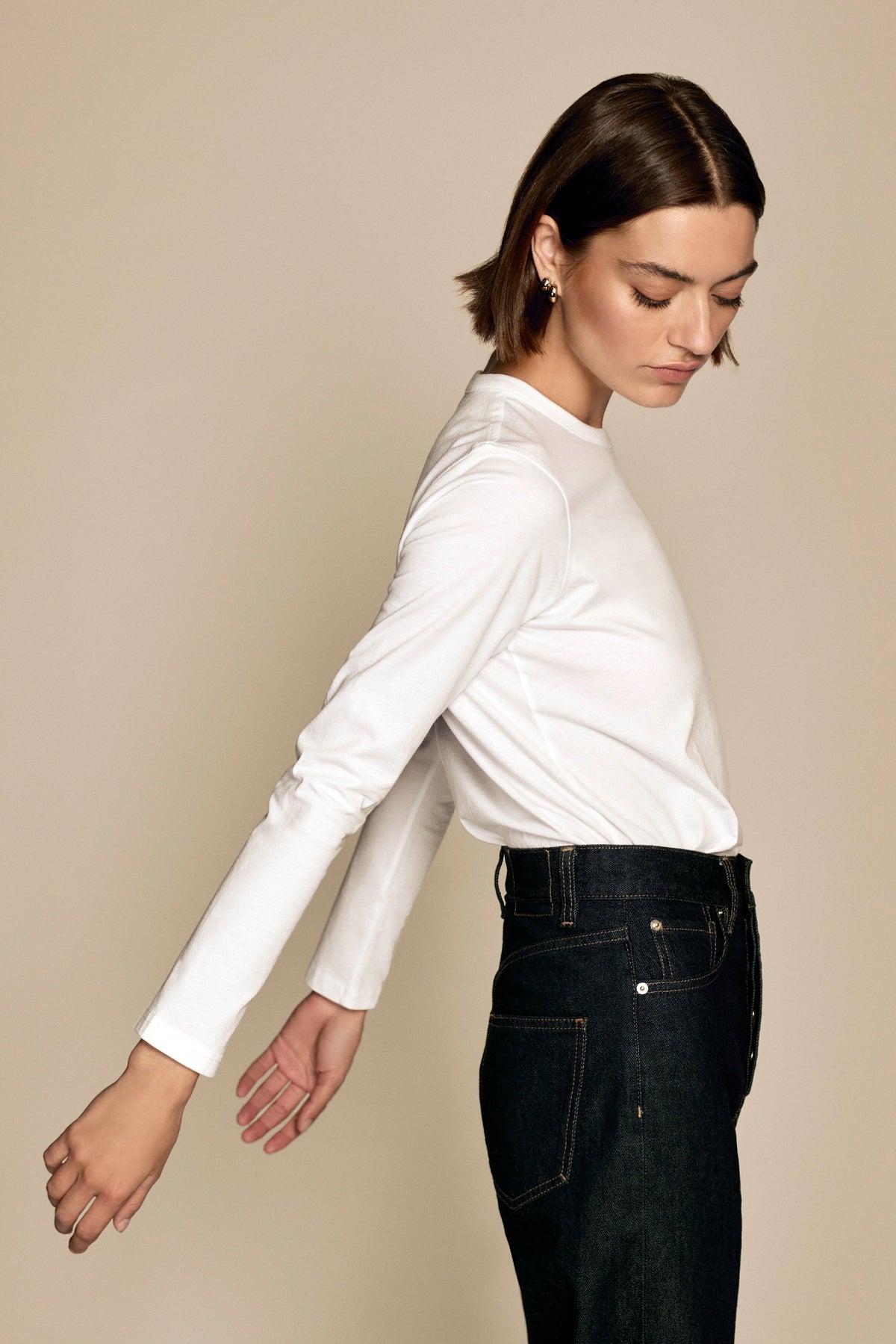 The Long Sleeve Perfect Tee in White - WS