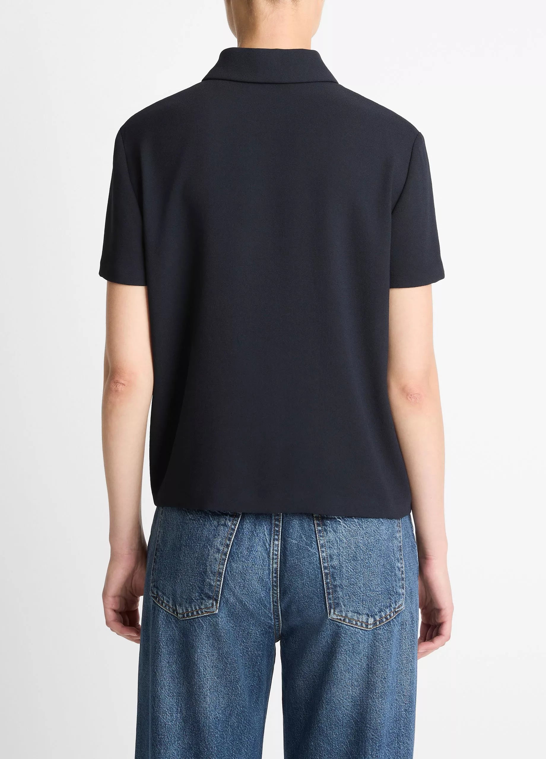 Vince Crepe S/S Polo - Coastal Blue