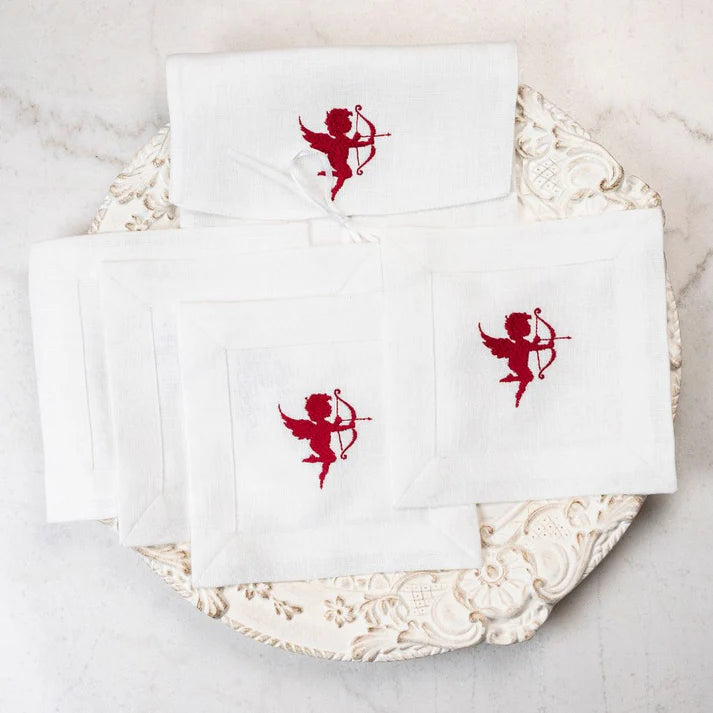 Arte Italica Cupid Linen Cocktail Napkin Set (4)