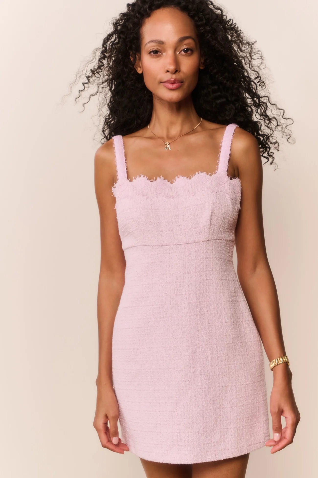 LoveShackFancy Willamina Lace Tweed Mini Dress