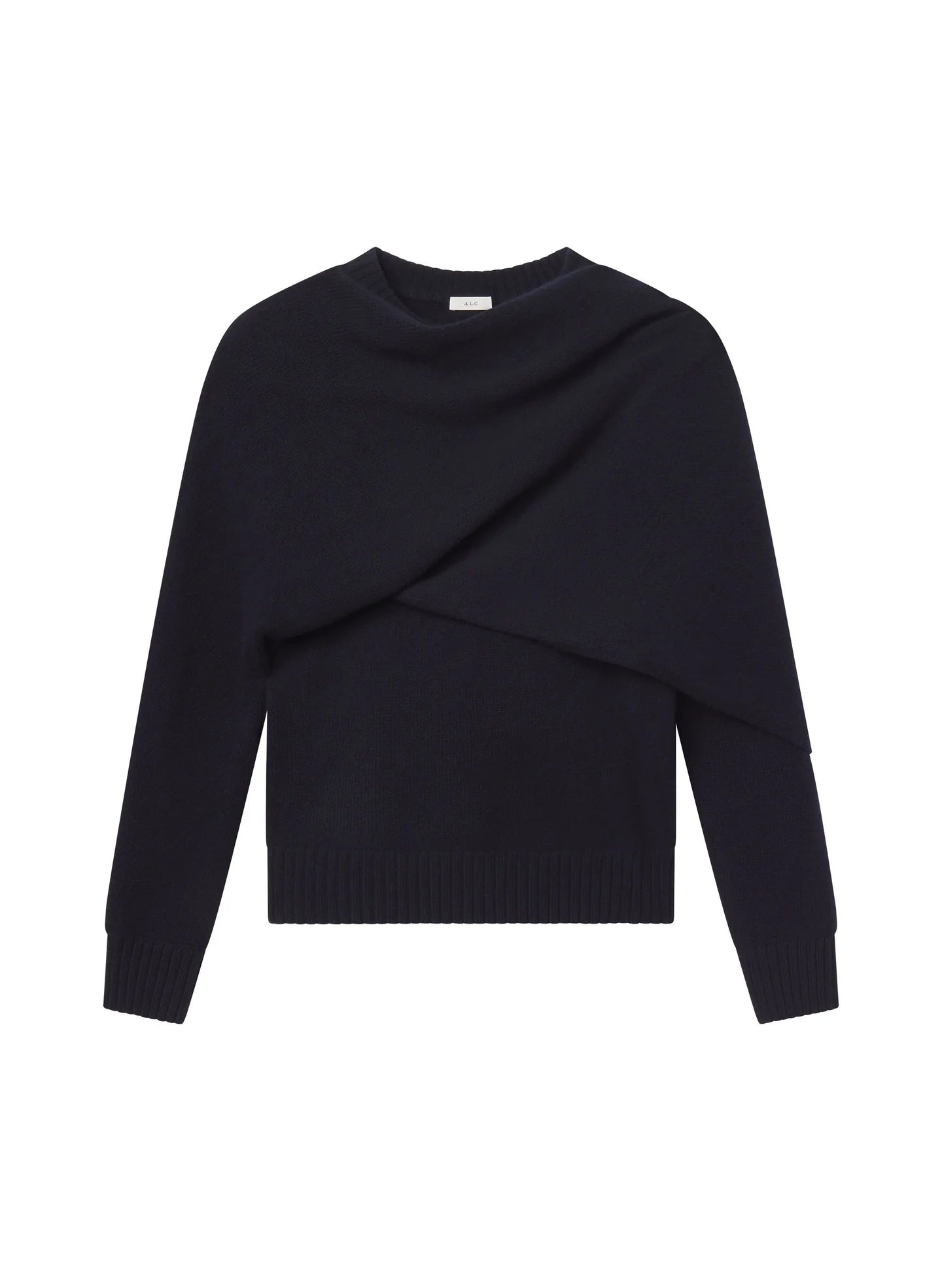 A.L.C. Davin Draped Wool Sweater - Navy