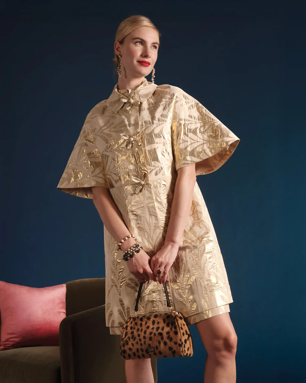 Frances Valentine Marvelous Jacket - Royal Palm Jacquard Gold