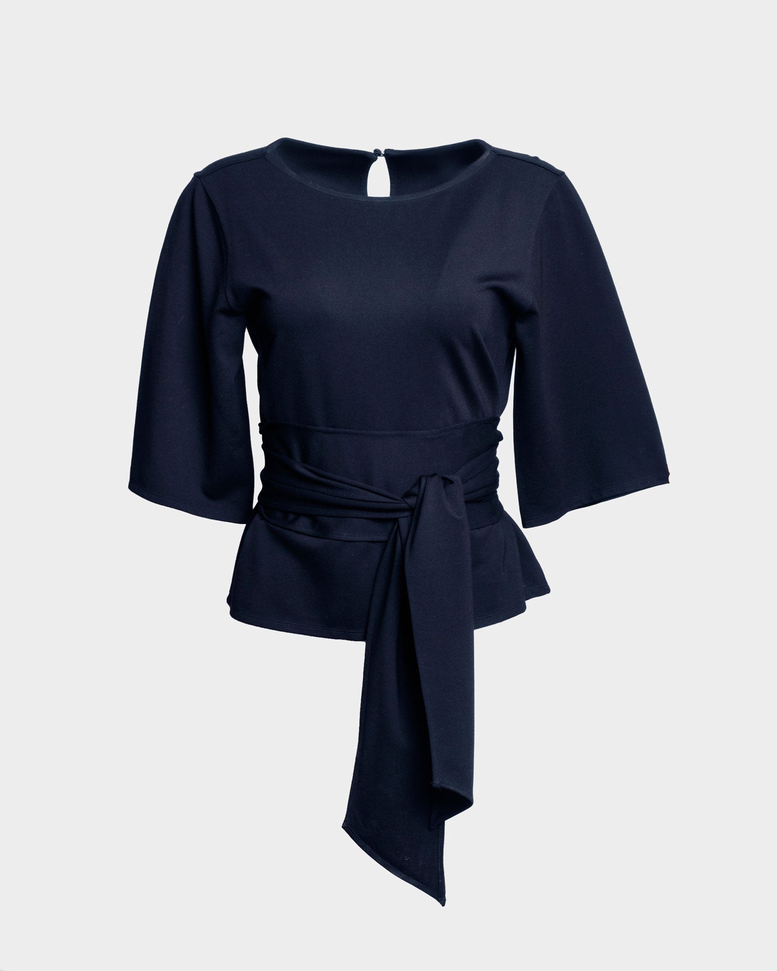 Whitney Wrap Top Solid Viscose Blend Viscose Blend Navy