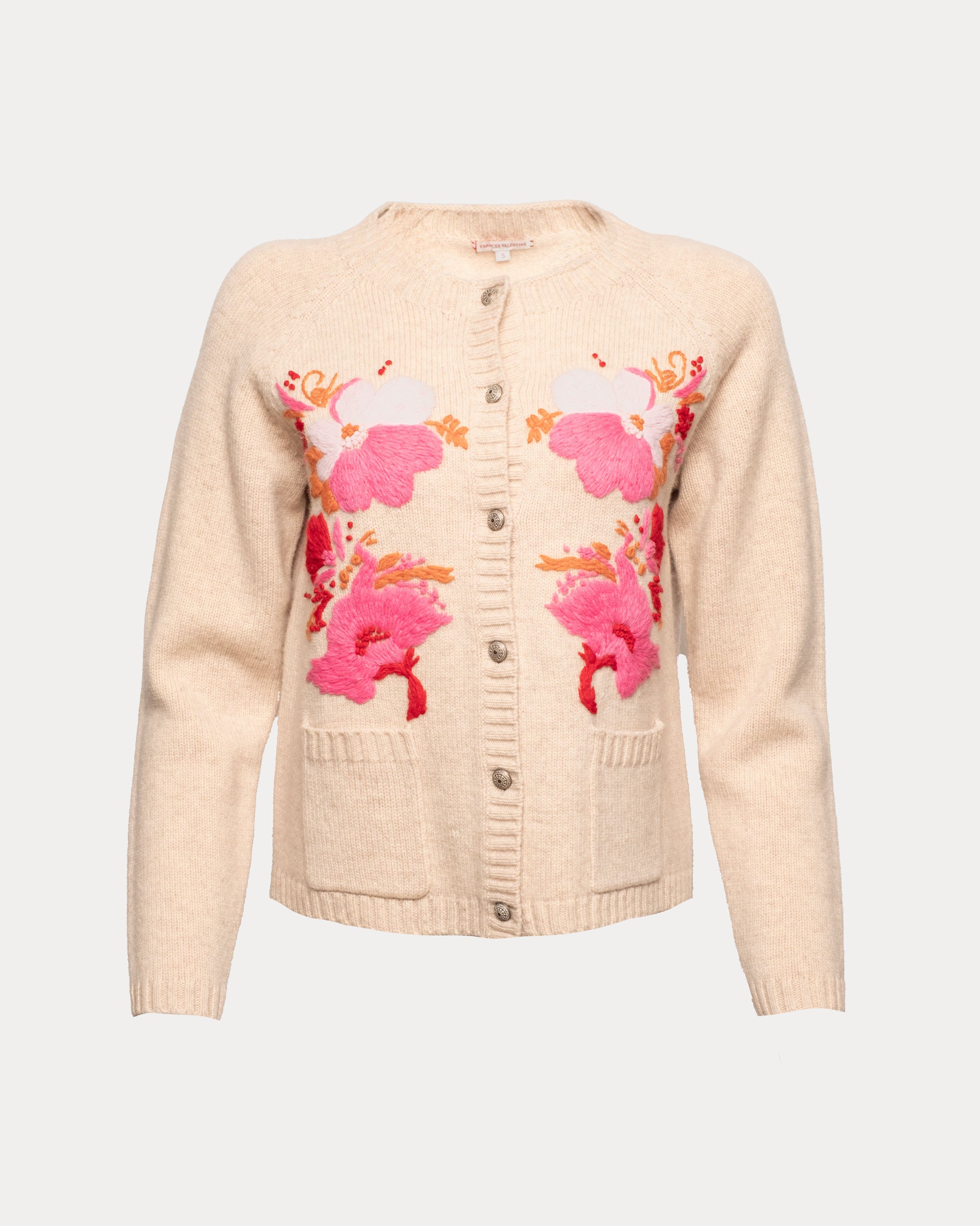 Bouquet Cardigan Wild Tulip Wool Oatmeal/Pink