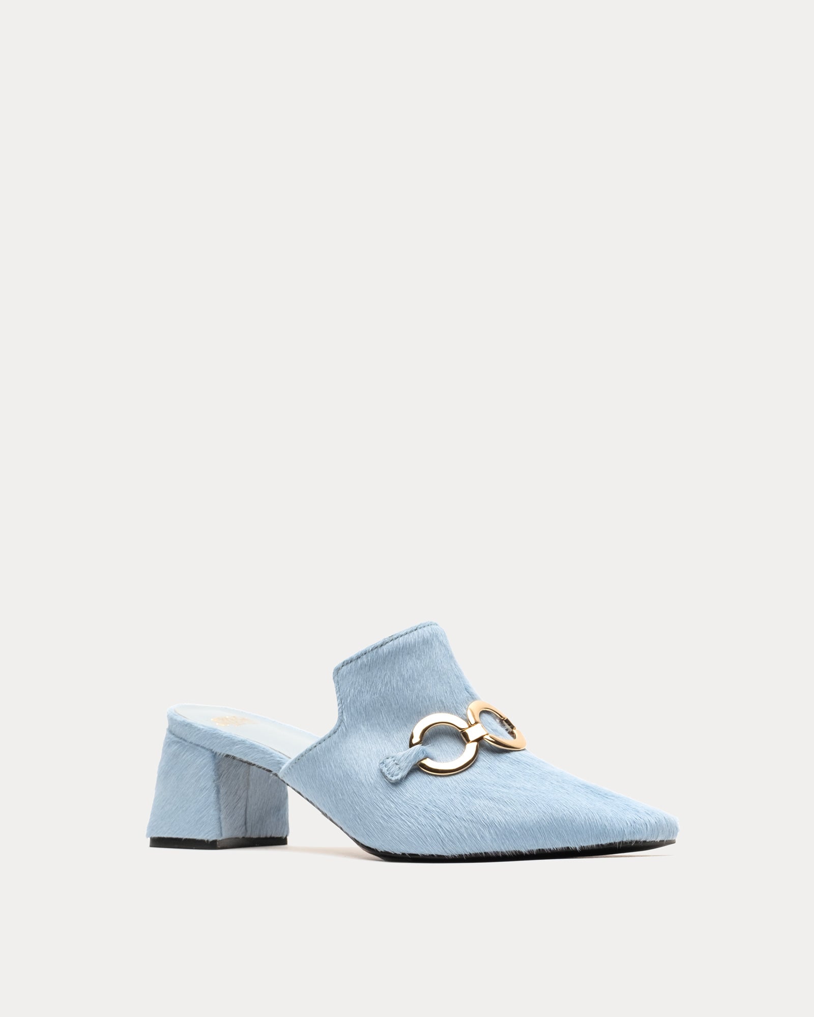 Natty Mule w/Heel Haircalf Haircalf Light Blue