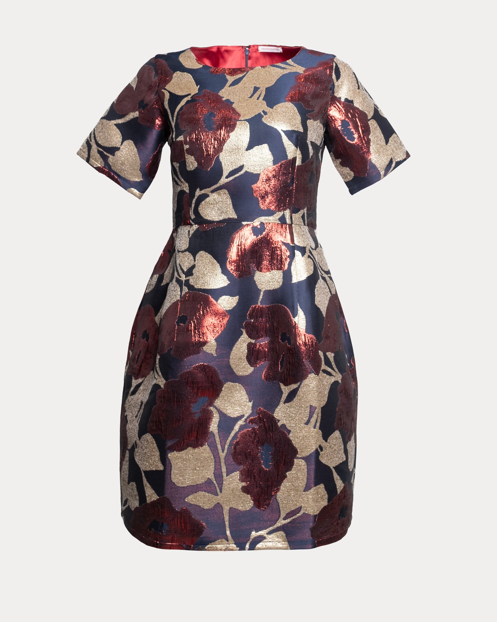 Michelle Mini Dress Floating Floral Jacquard Navy/Gold/Multi