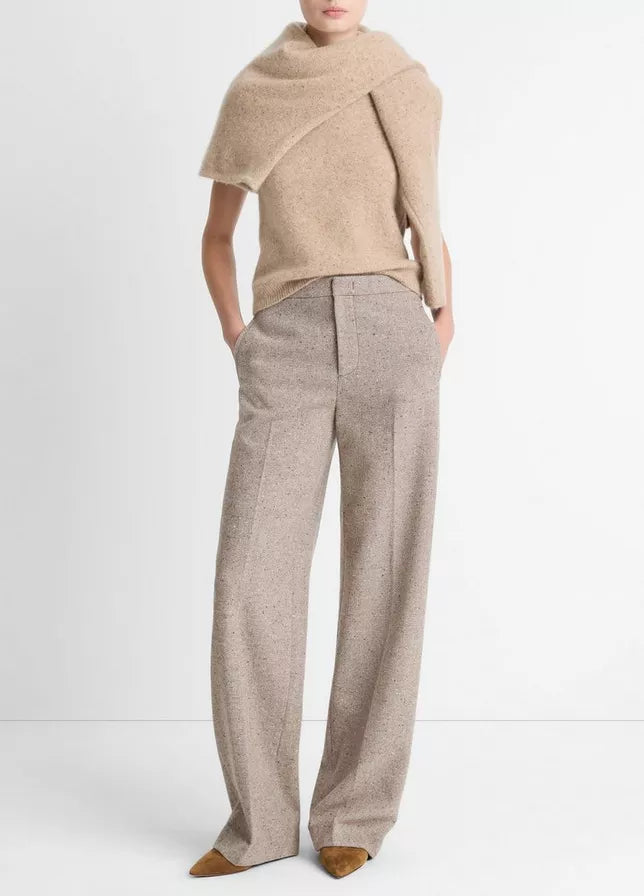 Vince Donegal Wool-Blend Wide-Leg Trouser