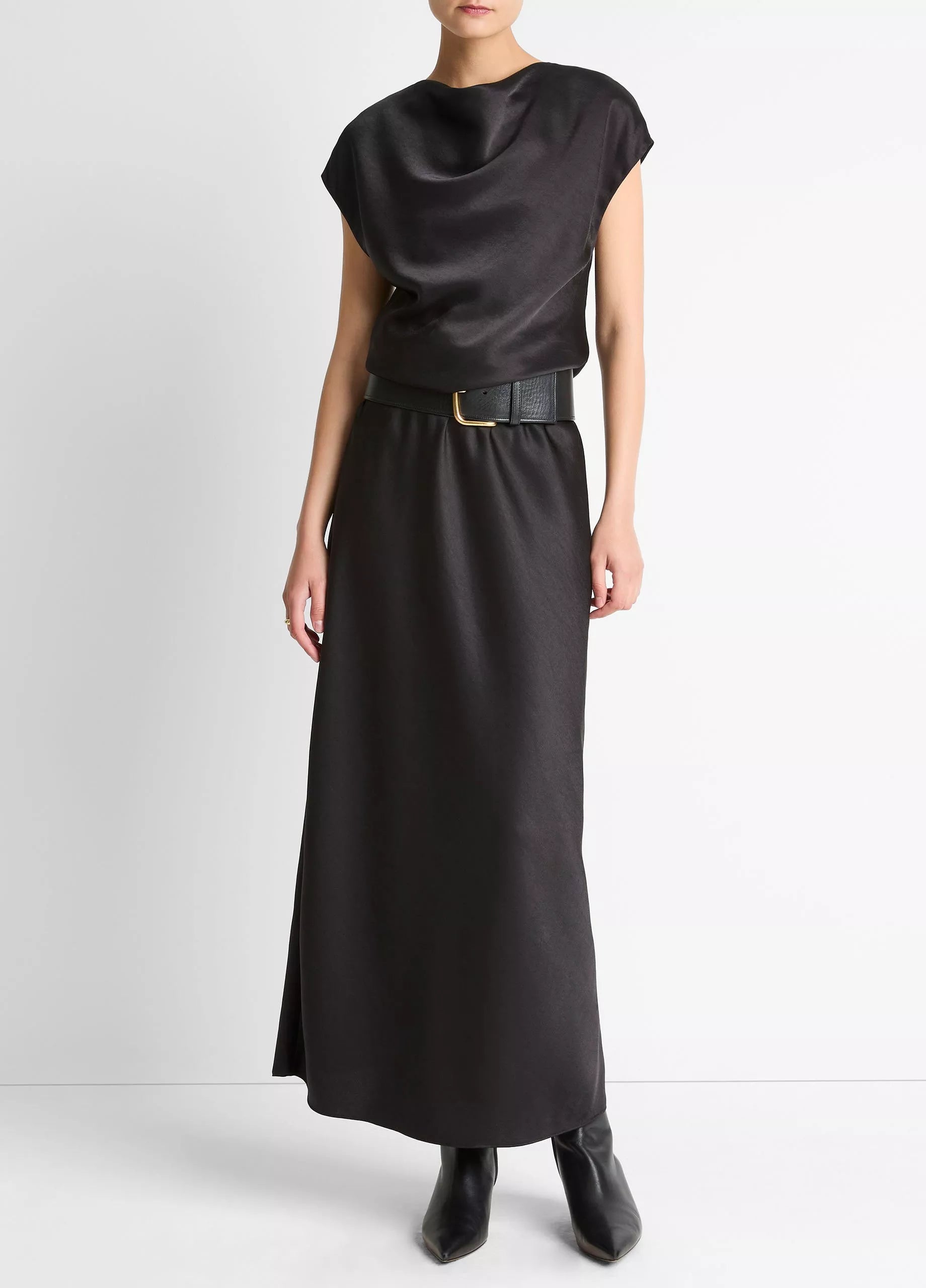 Vince Draped Satin Cowl-Neck Dress