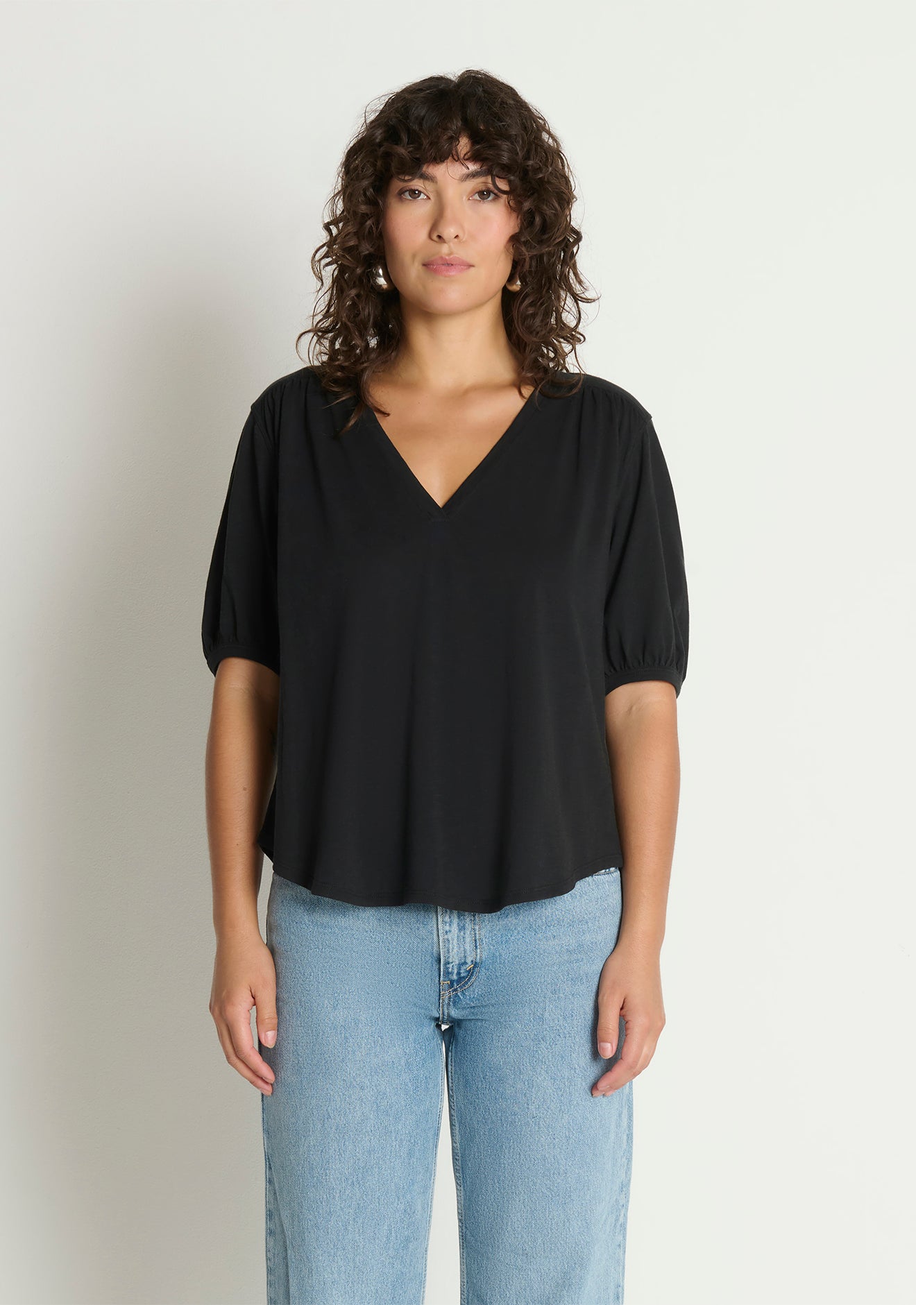 Edie Shirred Shoulder Top