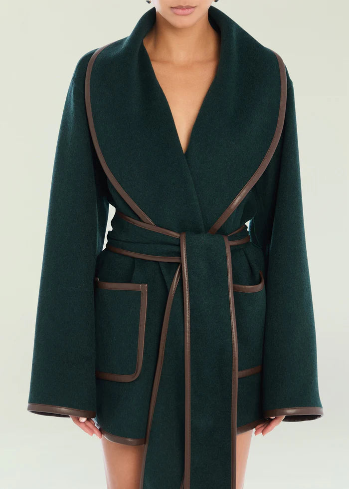 SER.O.YA Dulcetta Wool Coat - Evergreen