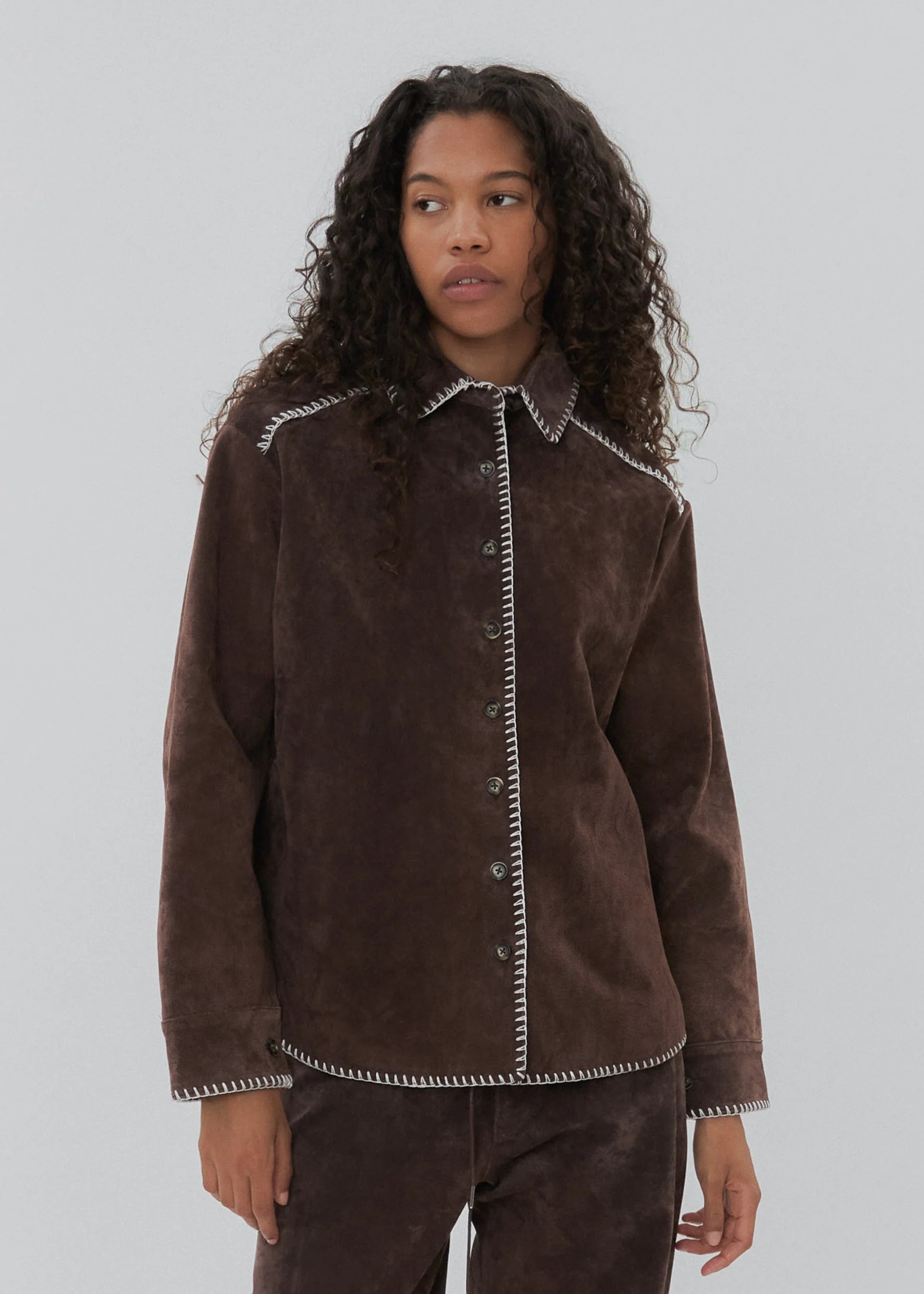 Still Here Western Shirt - Chocolate Suede