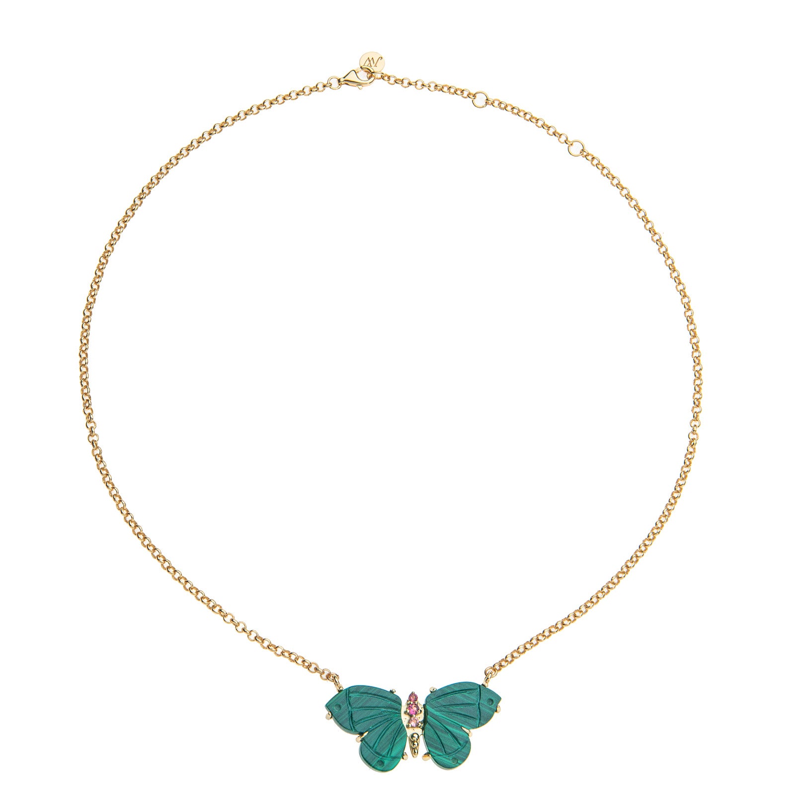 Jane Win FREEDOM Stone Butterfly Necklace - Malachite
