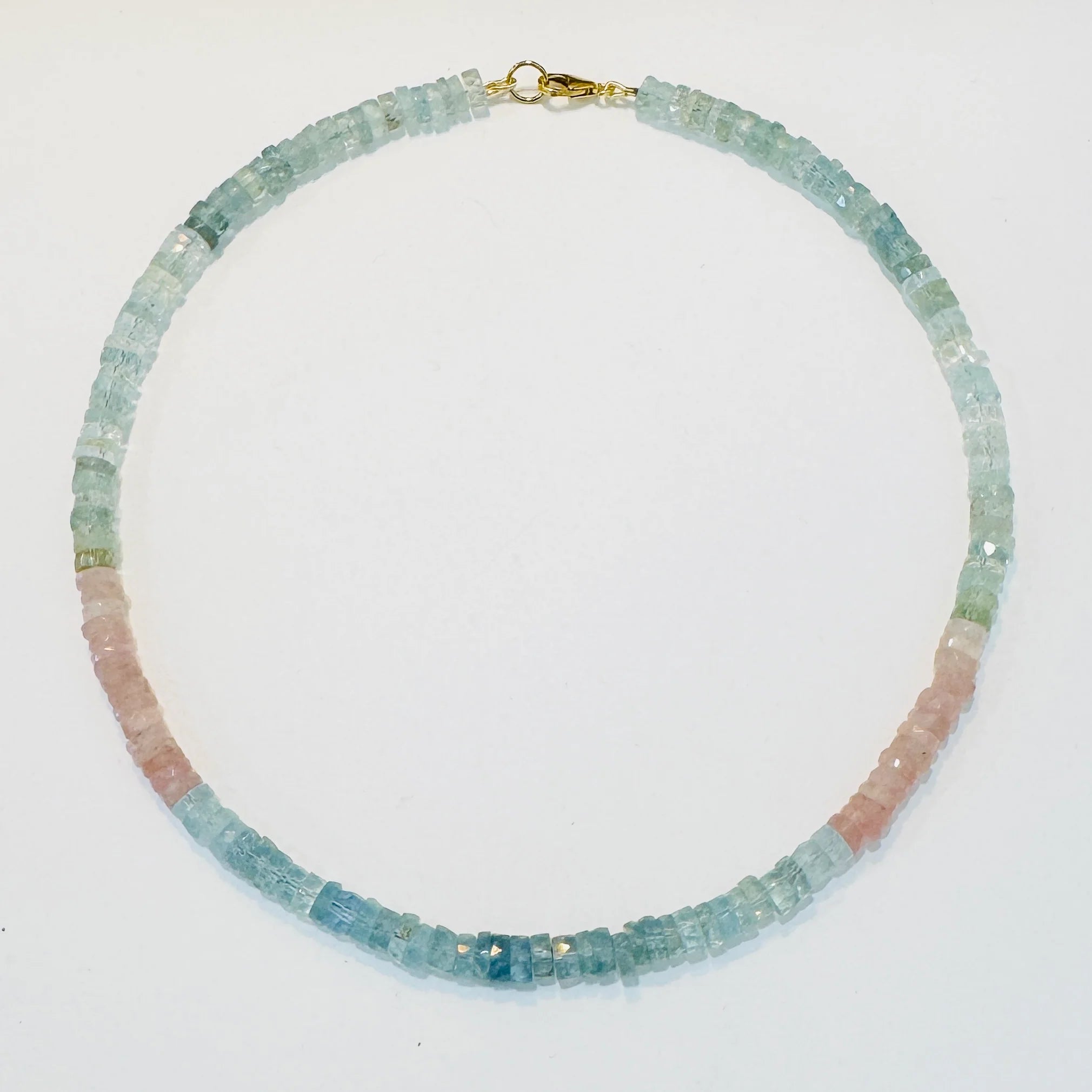 Theodosia Color Wash Aquamarine Heishi Necklace 5-6mm