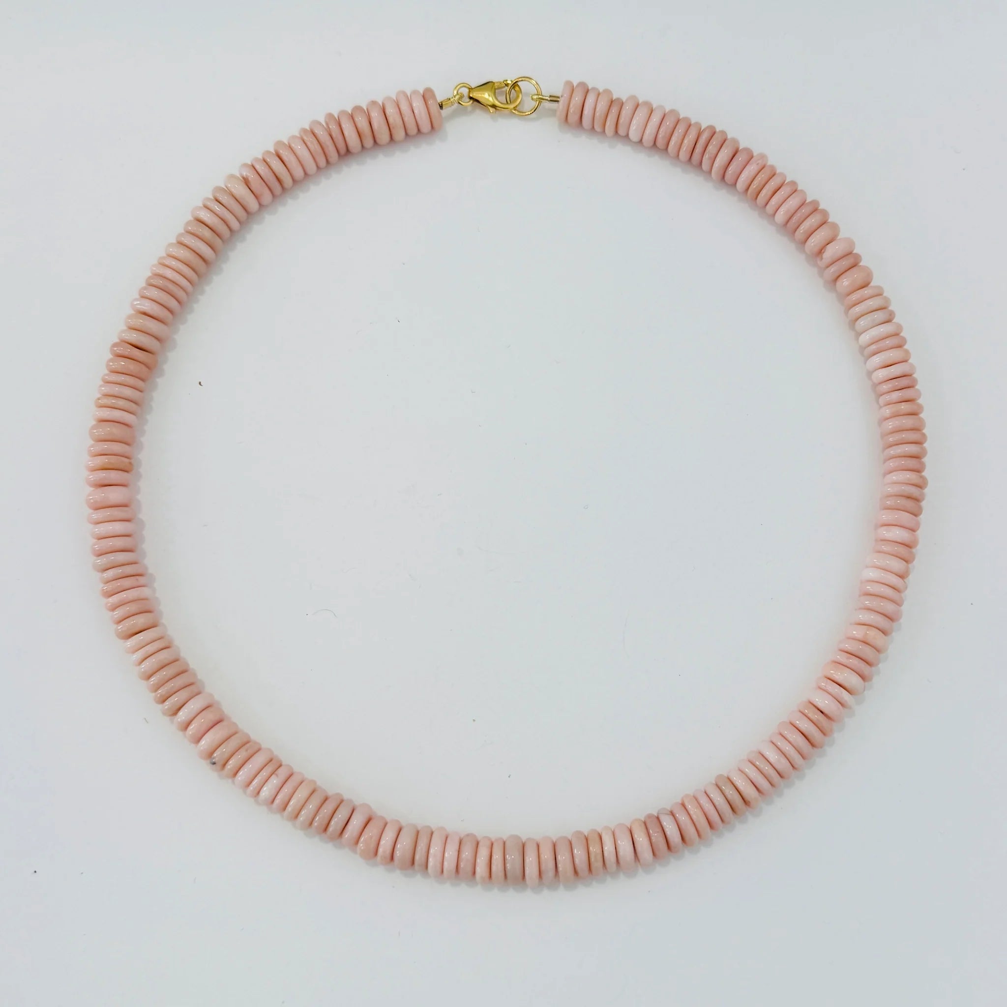 Theodosia Smooth Pink Opal Disc Necklace