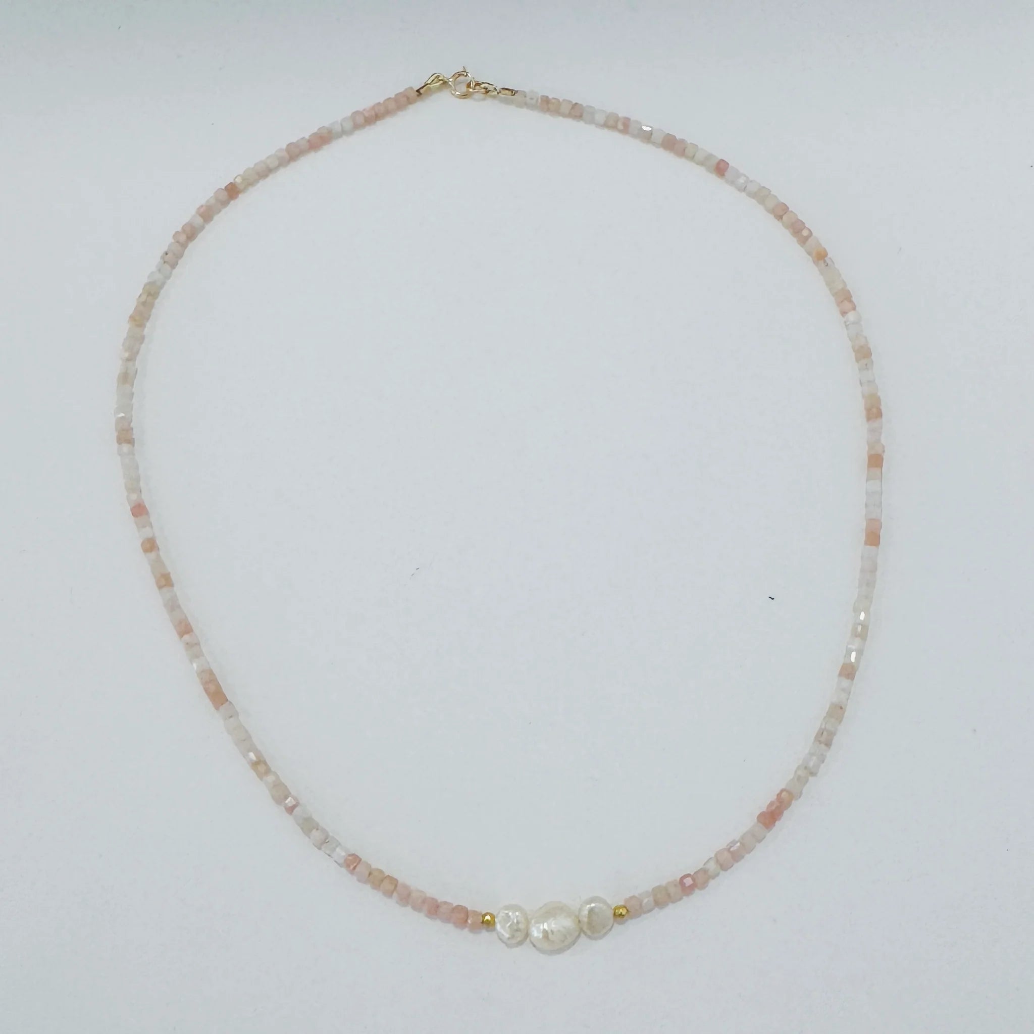 Theodosia Pearl Focal Delicate Necklace - Pink Opal Cube
