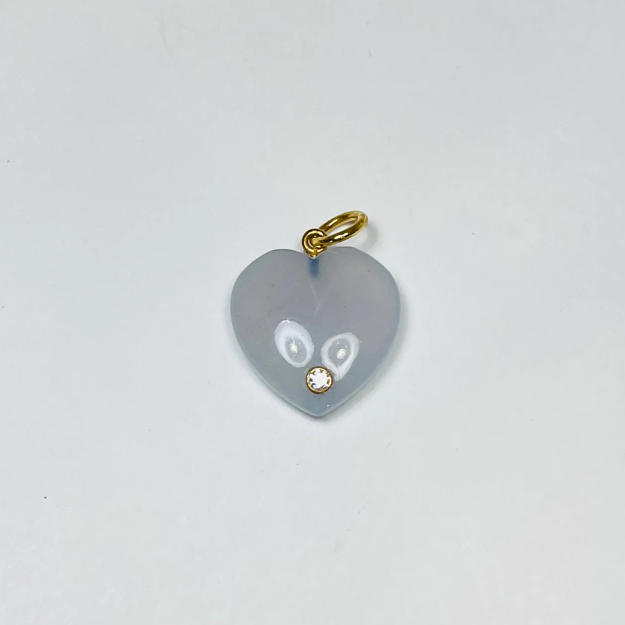 Theodosia Blue Chalcedony Heart Pendant w/ Diamond