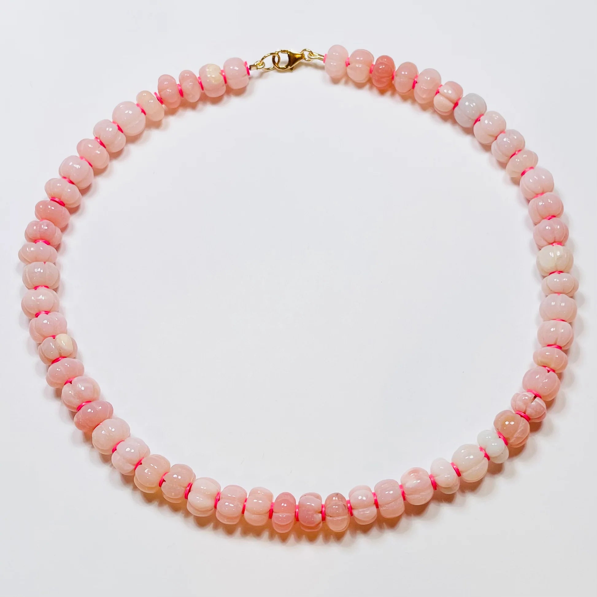 Theodosia Carved Pink Opal Candy Necklace