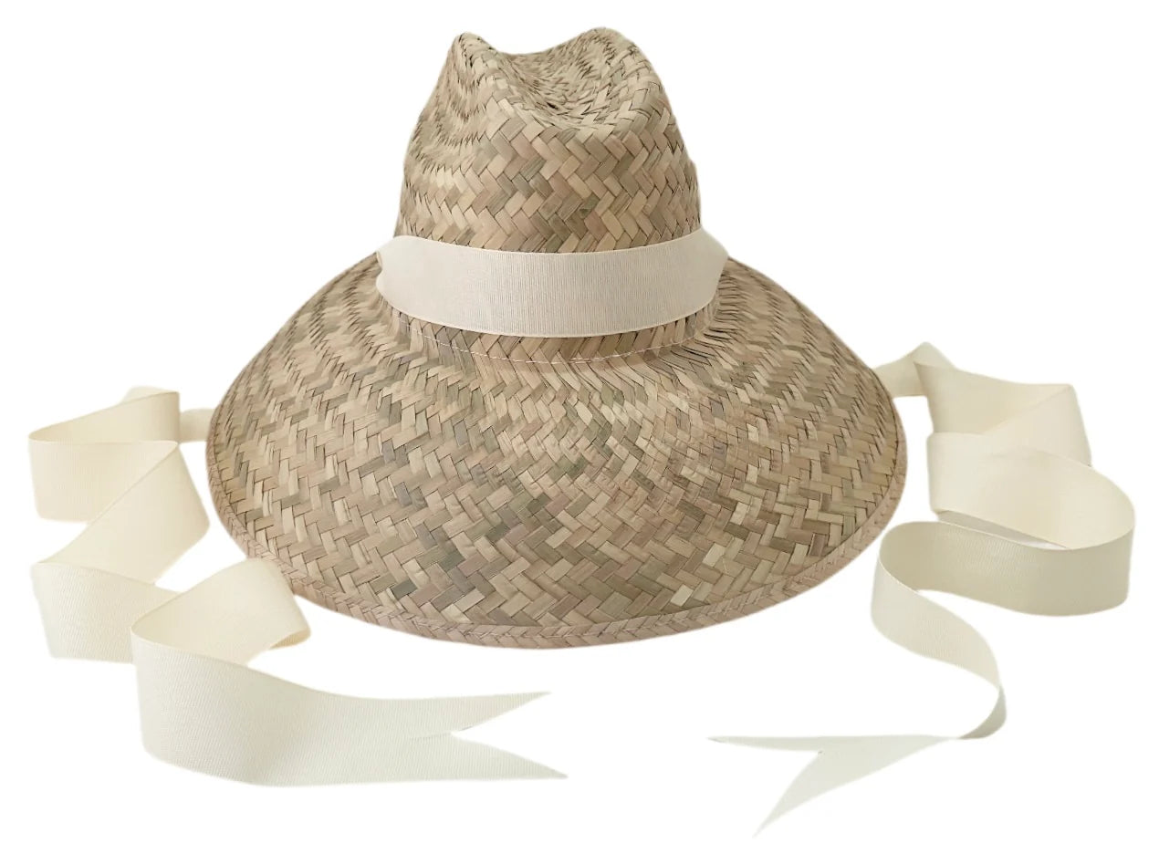 Sarah Bray Begonia Sun Hat - Long Ivory Grosgrain Ribbon