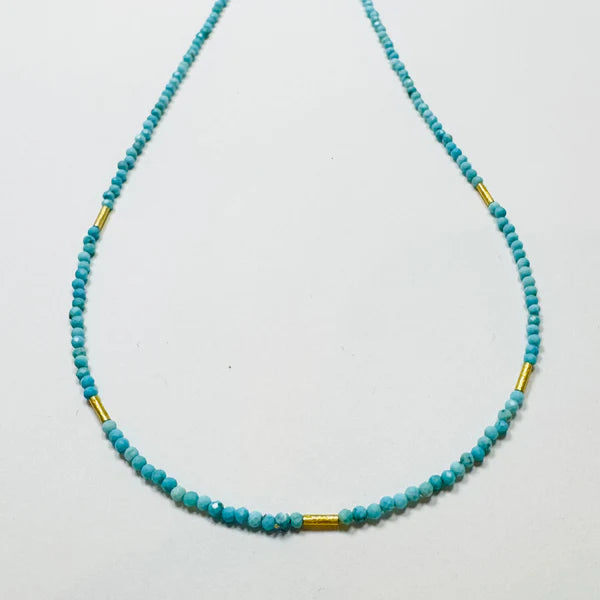 Theodosia Delicate Five Bar Necklace - Turquoise