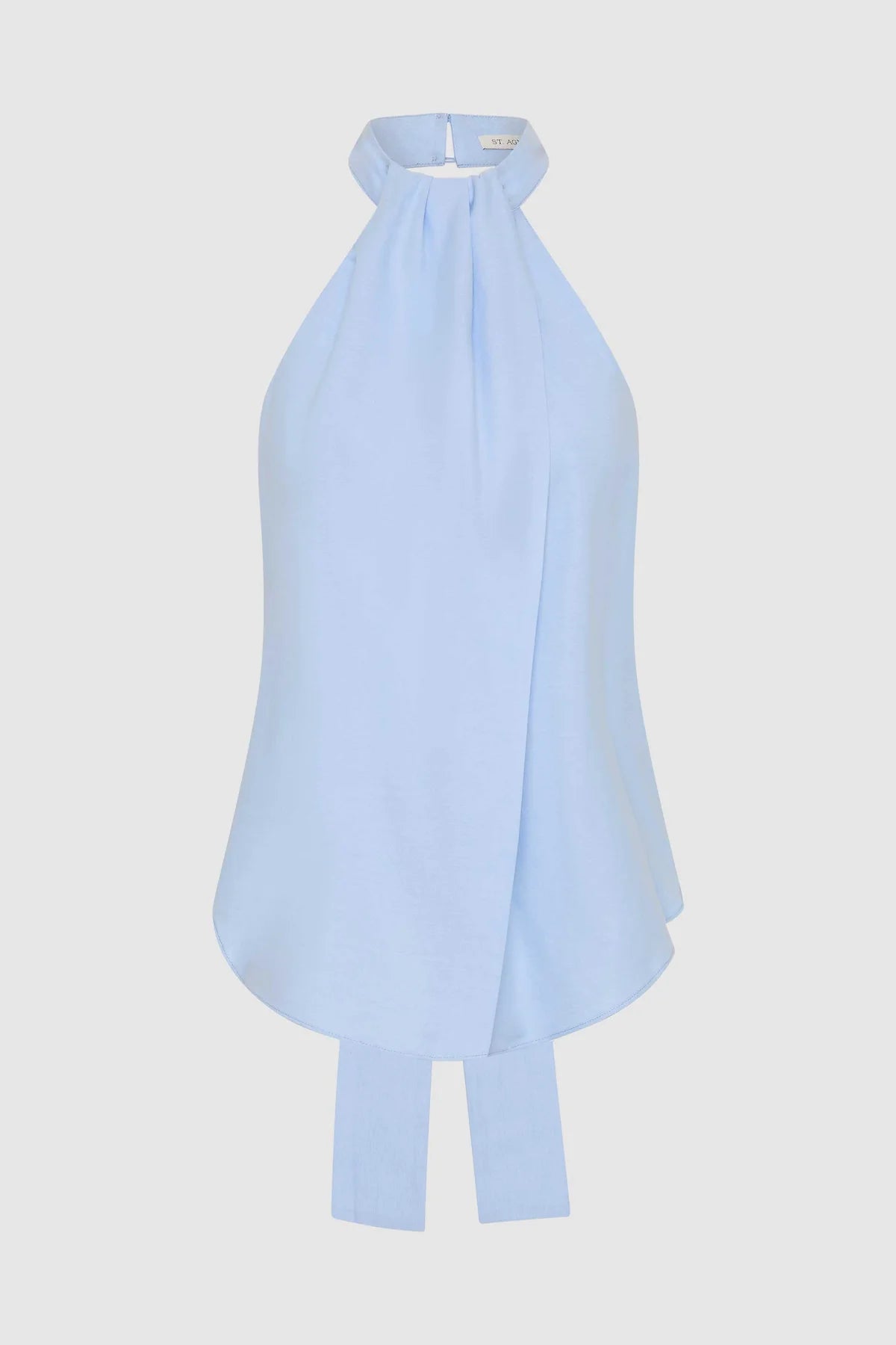 St. Agni Oxford Halter Tie Back Top. -Ciel Blue