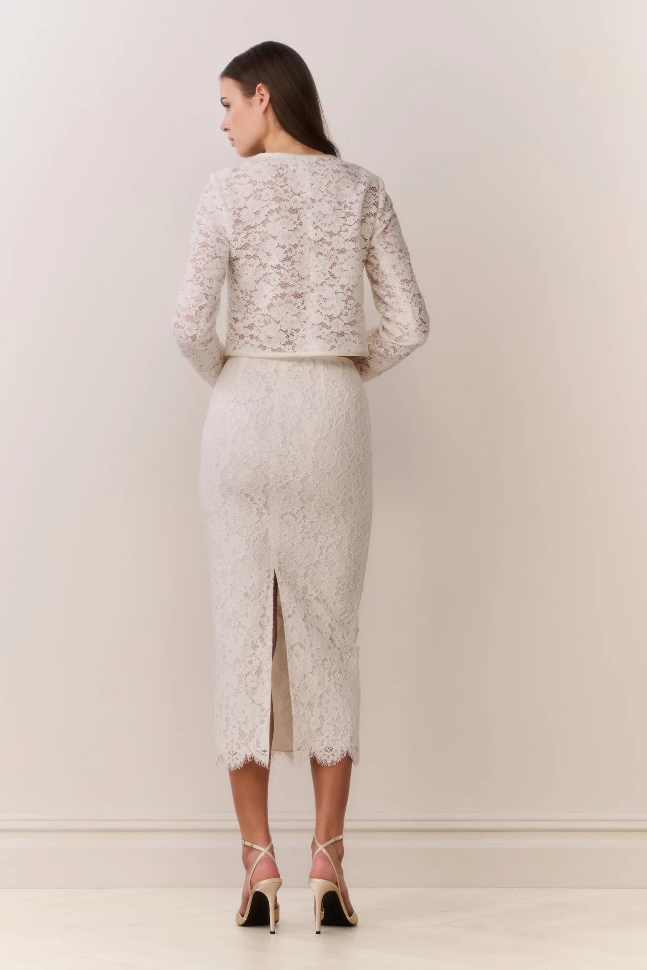 LoveShackFancy Ilse Lace Midi Pencil Skirt