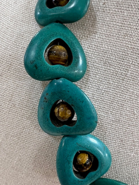 Cara Brown Designs Layering Necklace - Hearts w/ Tigers Eye