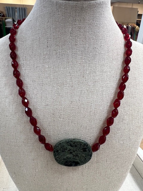 Cara Brown Designs Layering Necklace - Cranberry Beads