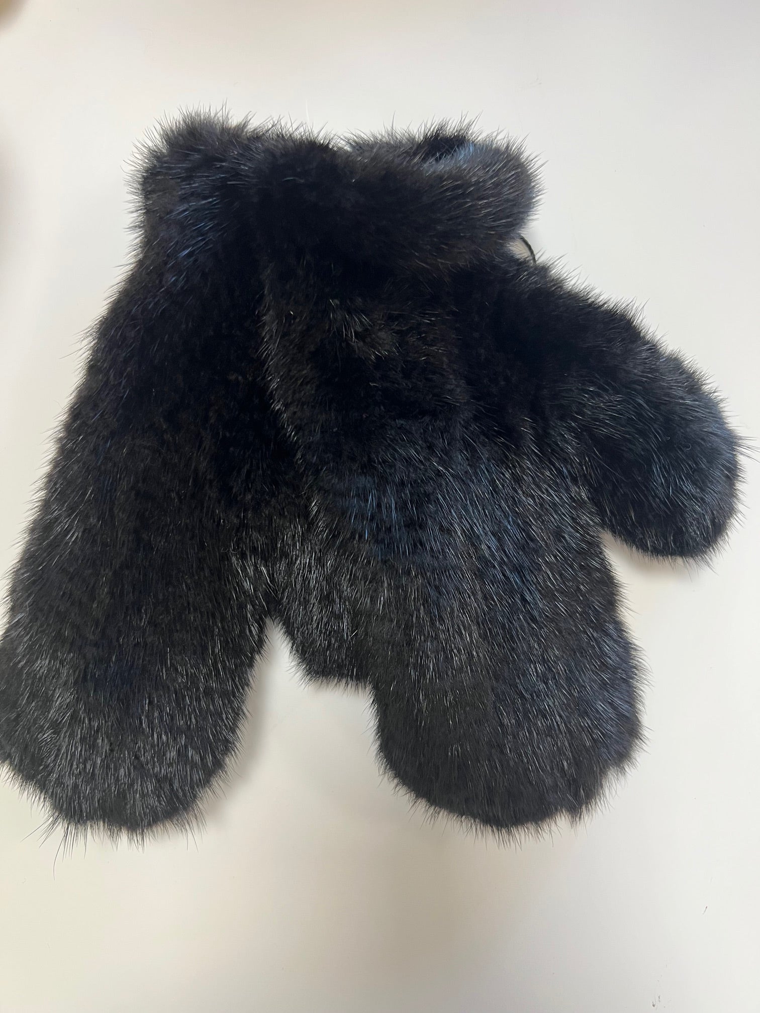Linda Richards Knit Mink Mittens - Black