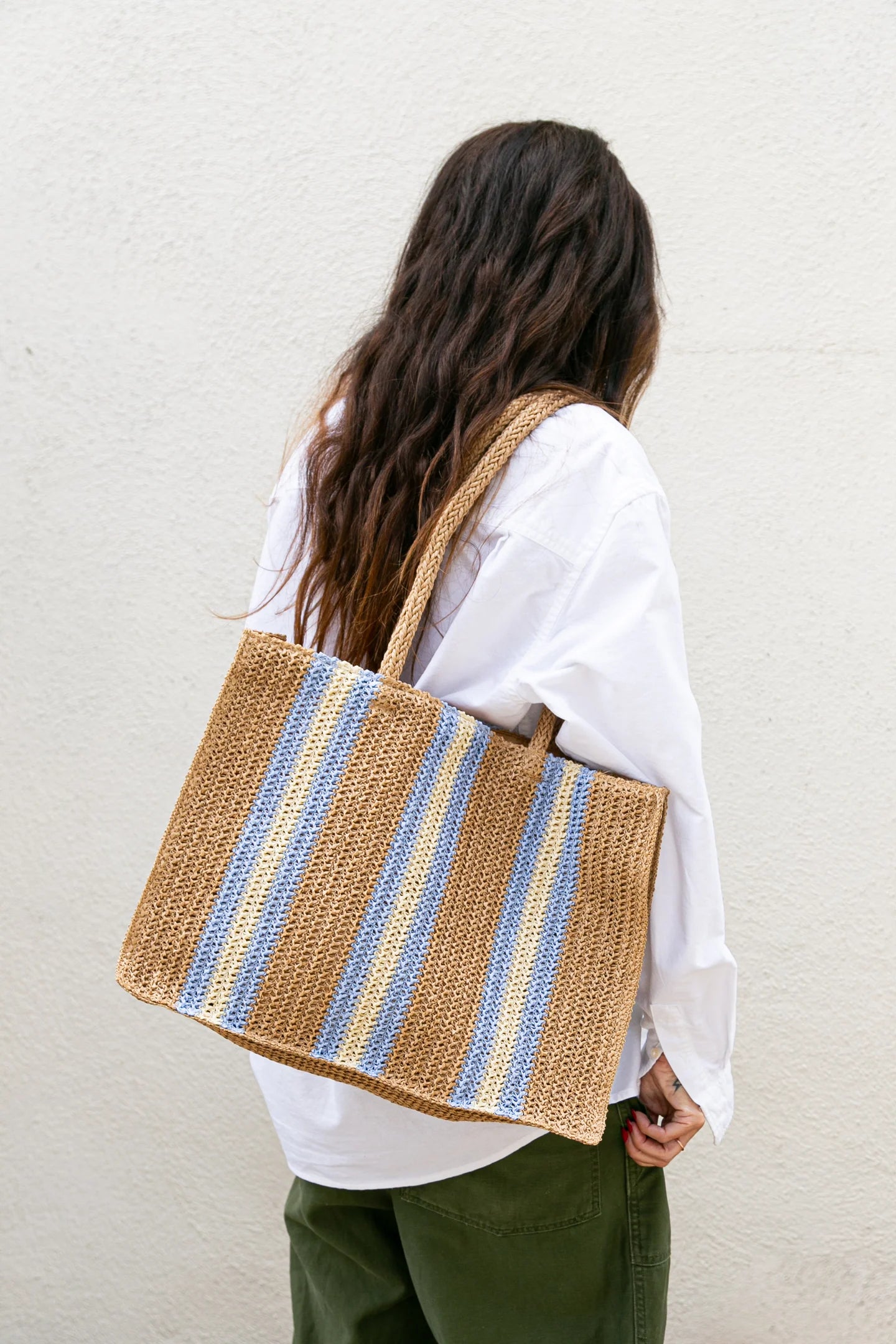 Wyeth Naples Paper Straw Tote Bag - Natural Blue
