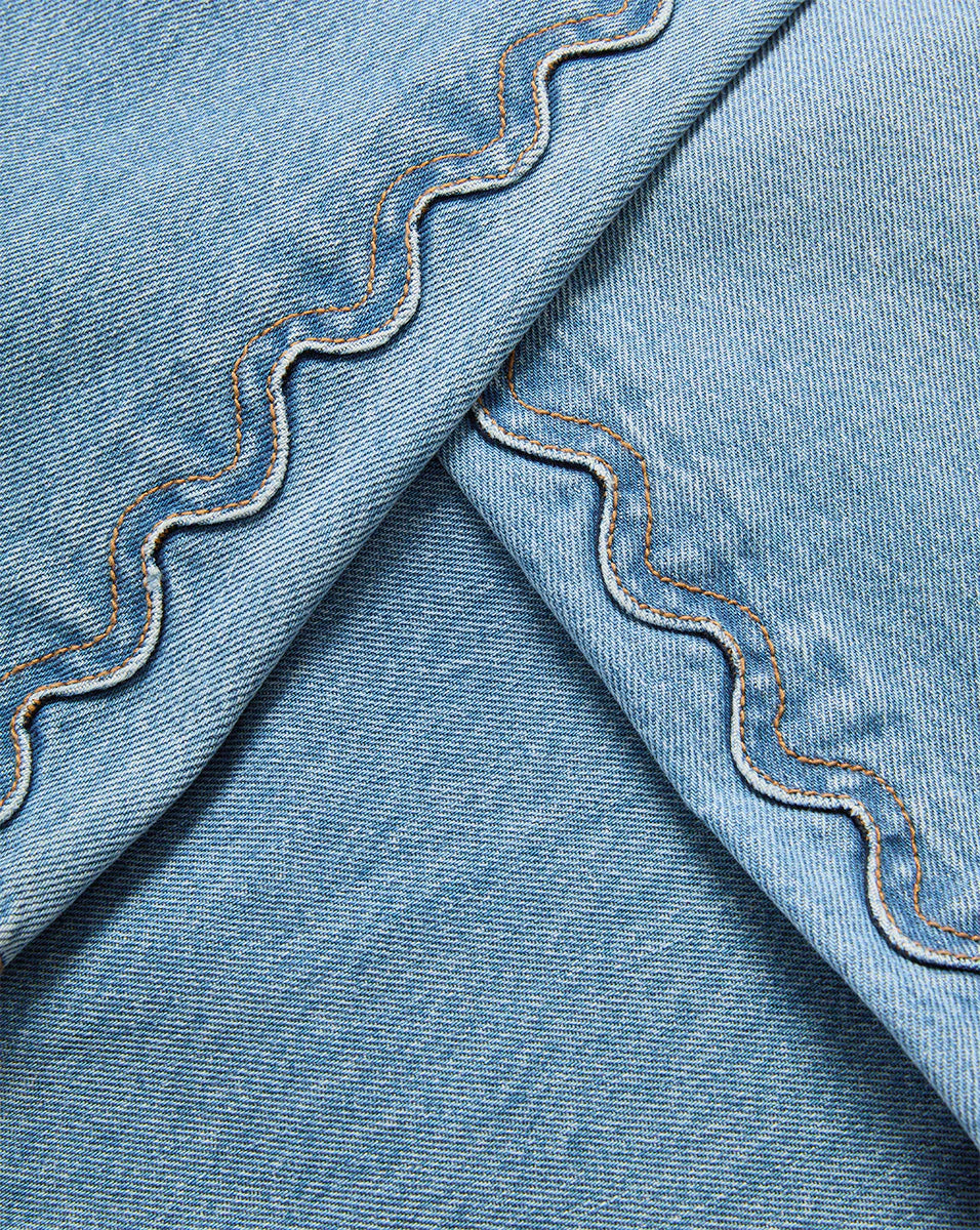 Veronica Beard Taylor Scalloped Cropped Wide-Leg Jean