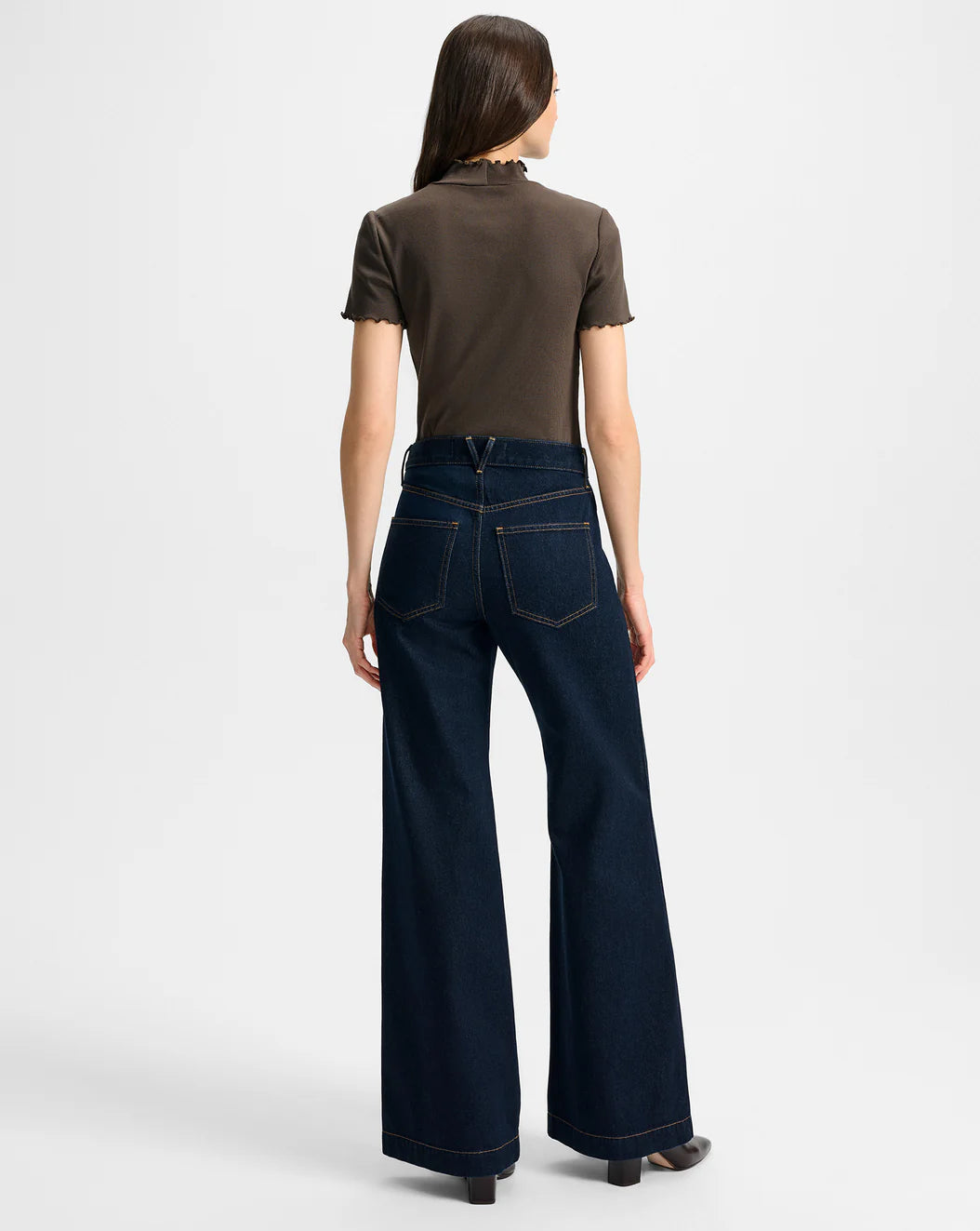 Veronica Beard Kasey Mid Rise Wide Leg Jean - Indigo Rinse
