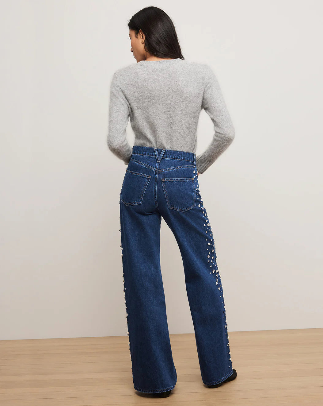 Veronica Beard Kasey Embellished Wide-Leg Jean