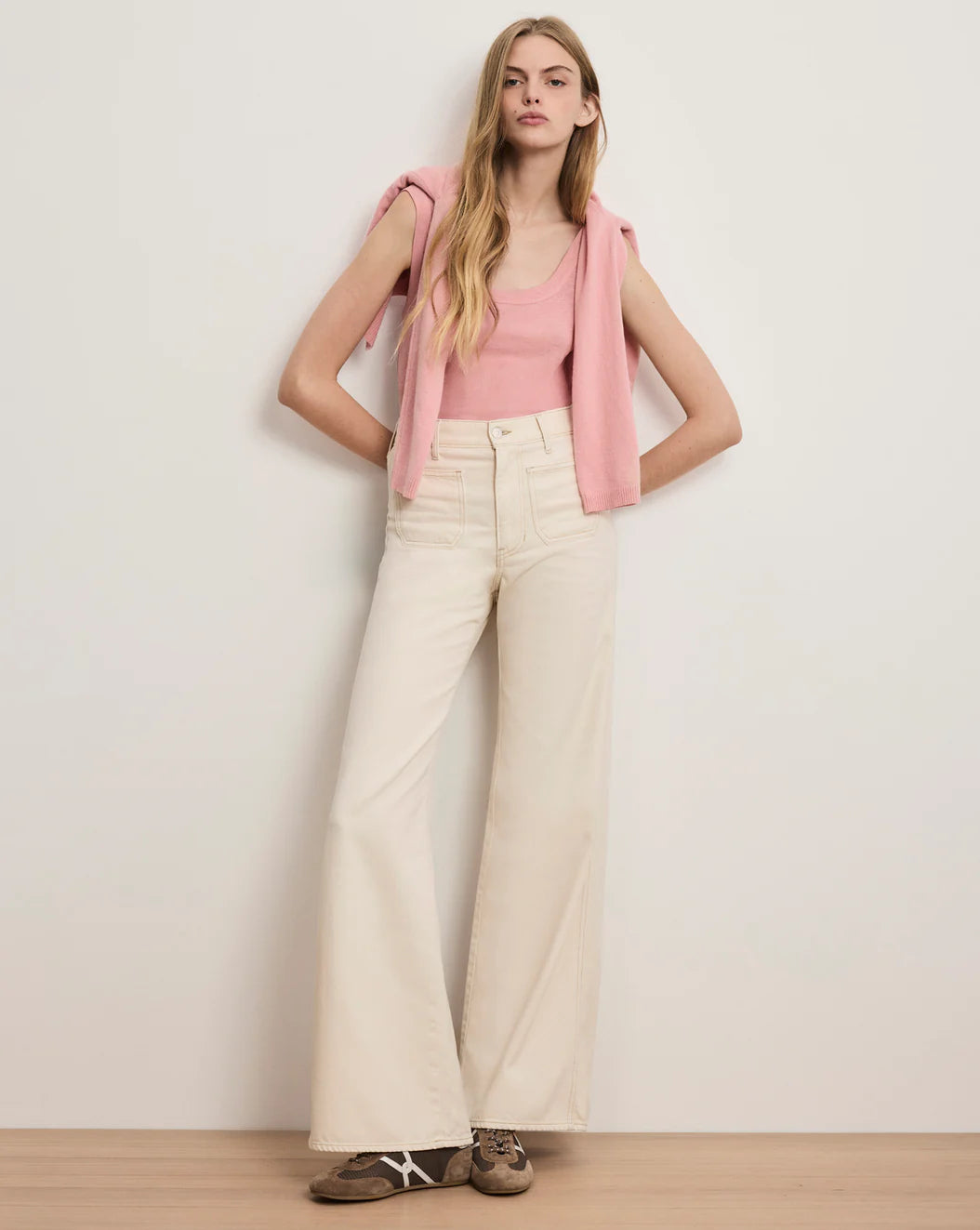 Veronica Beard Kasey Patch-Pocket Wide-Leg Jean