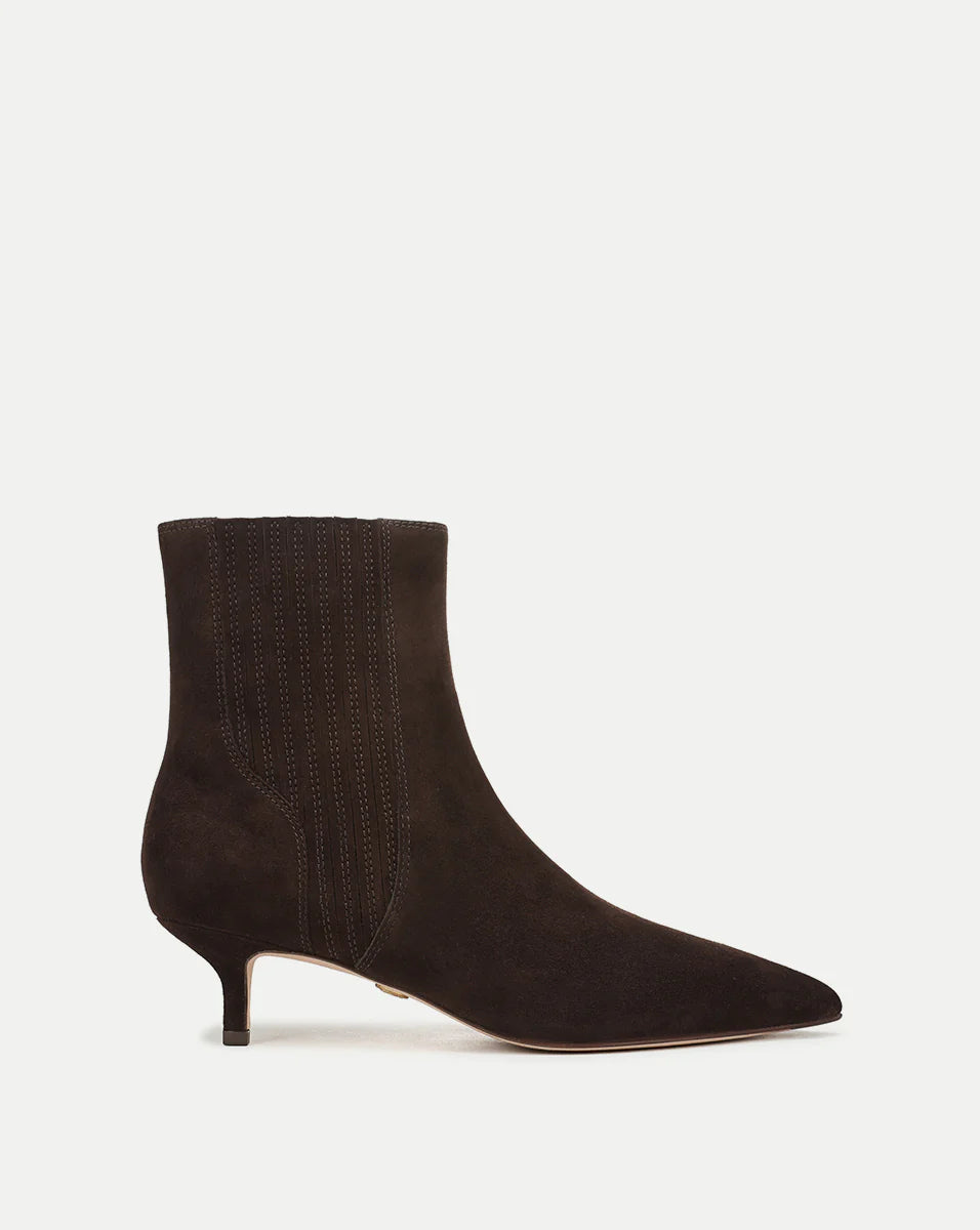 Veronica Beard Lisa Suede Mid-Heel Bootie - Espresso